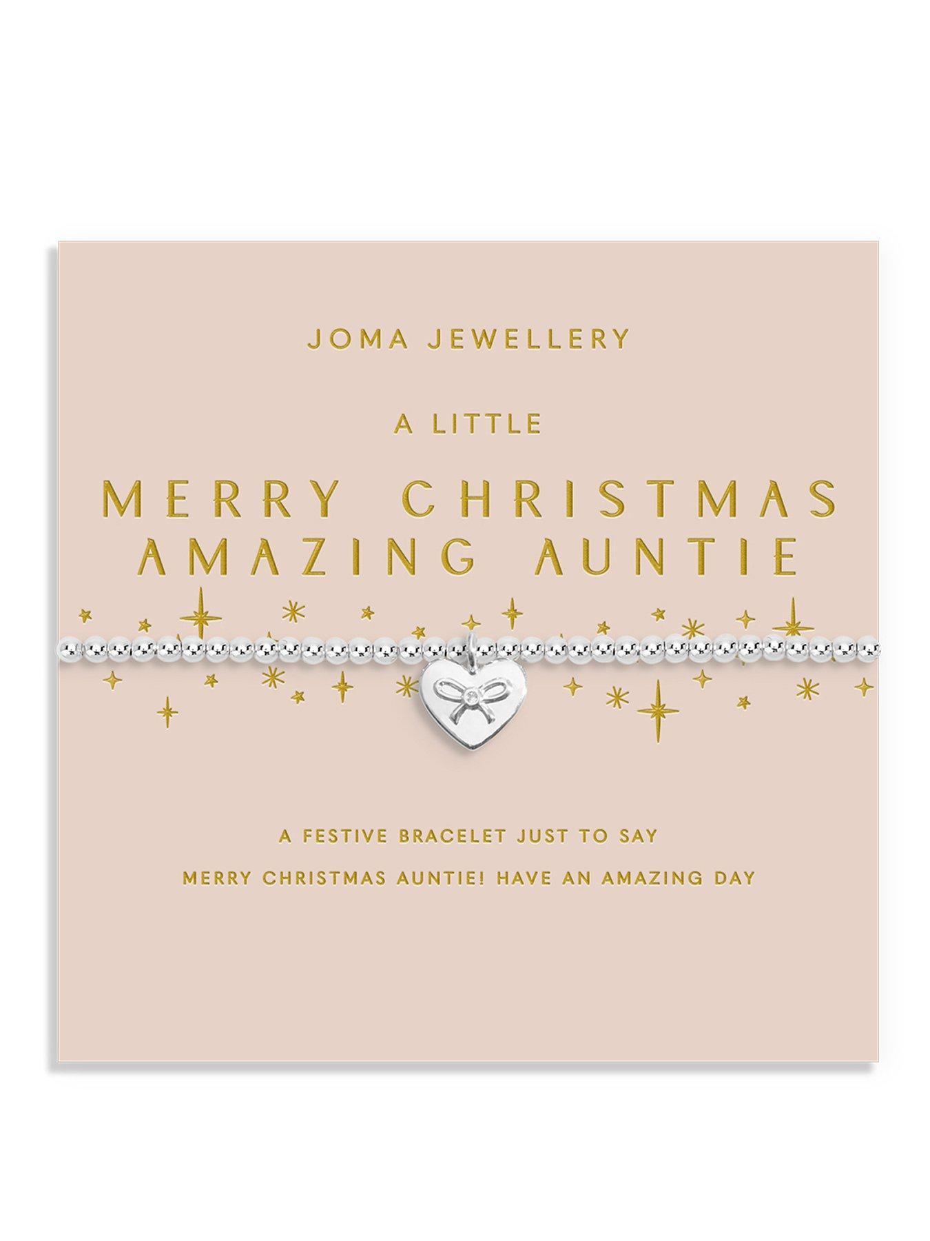 Joma Jewellery CHRISTMAS A LITTLE , MERRY CHRISTMAS AUNTIE , Silver Plated , Bracelet , 17.5cm stretch