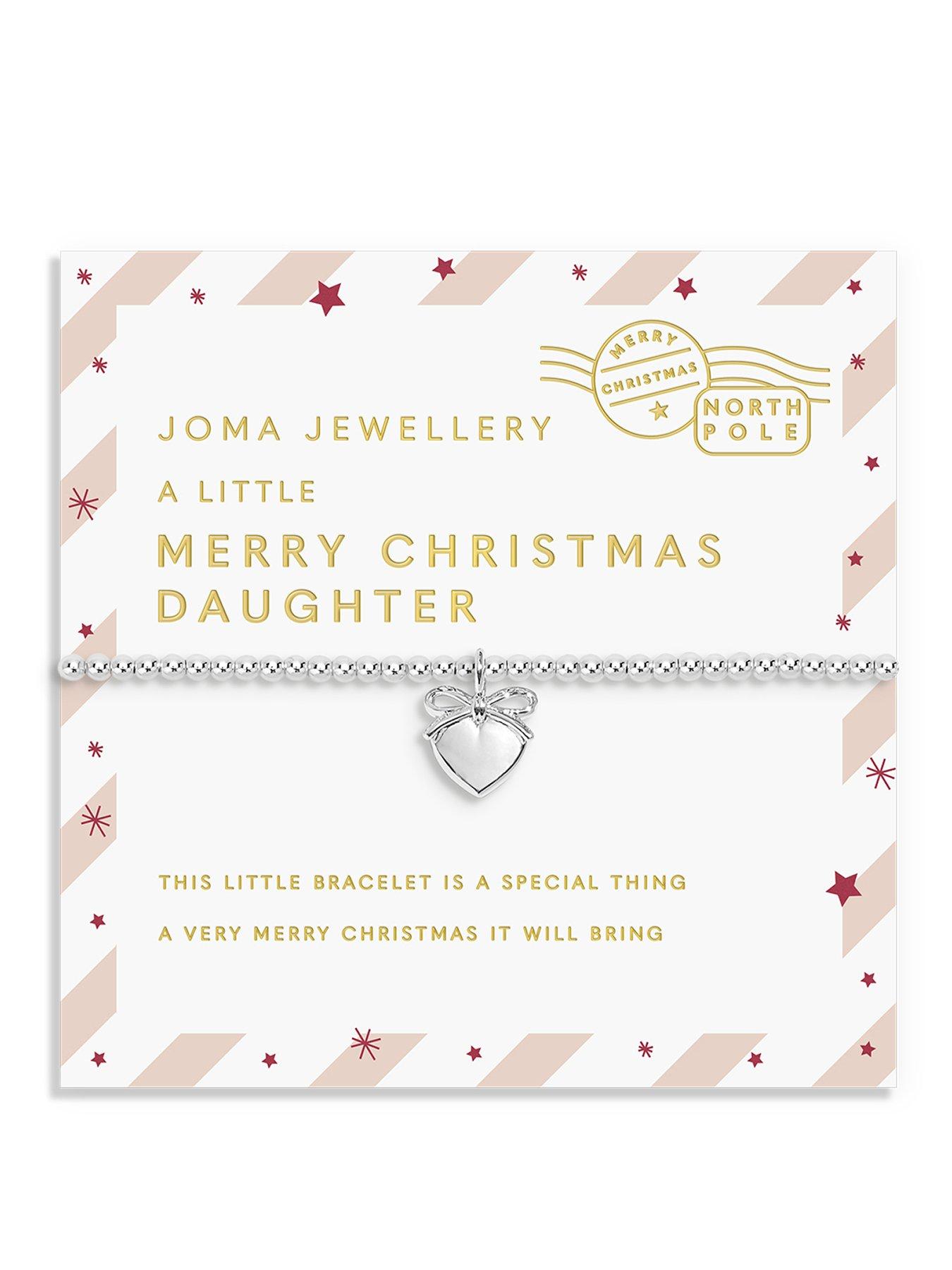 Joma Jewellery LOVE FROM SANTA , MERRY CHRISTMAS DAUGHTER , Silver Plated , Bracelet , 15.5cm stretch