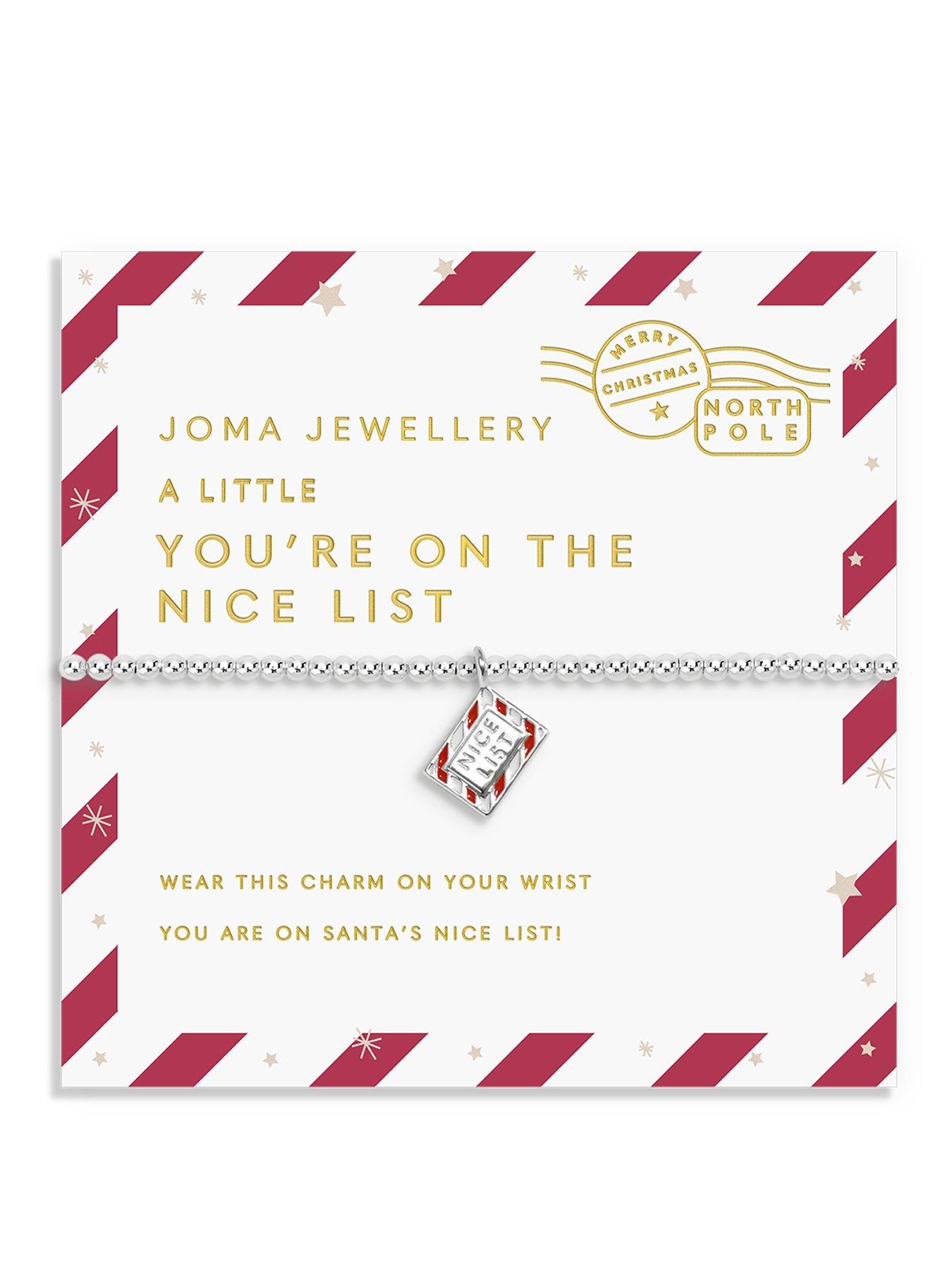 Joma Jewellery LOVE FROM SANTA , YOU'RE ON THE NICE LIST , Silver Plated , Bracelet , 15.5cm stretch