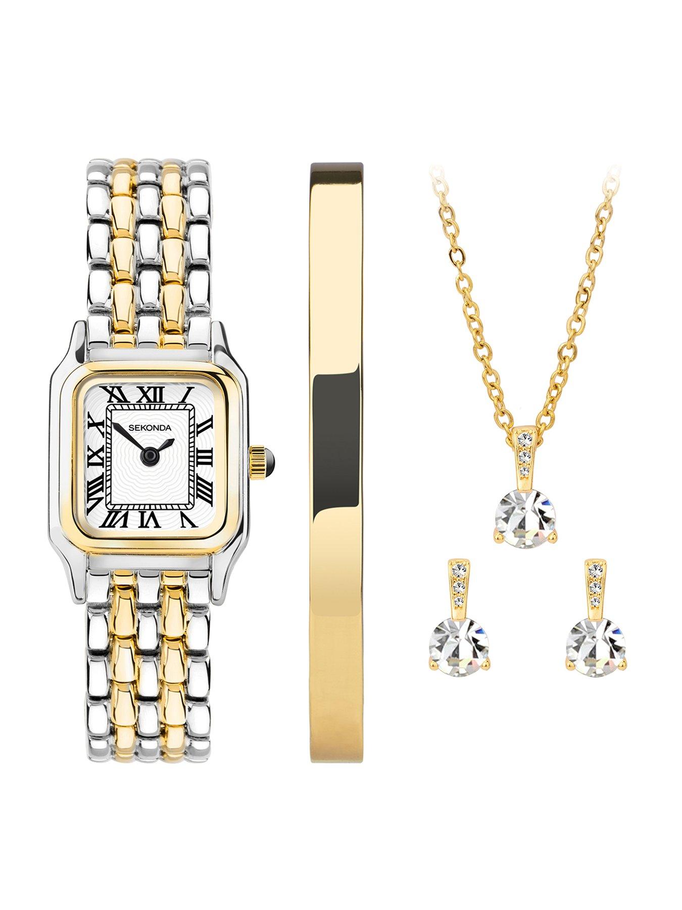 Sekonda Sekonda Womens Monica Two Tone Alloy Bracelet with White Dial Analogue Watch Gift Set