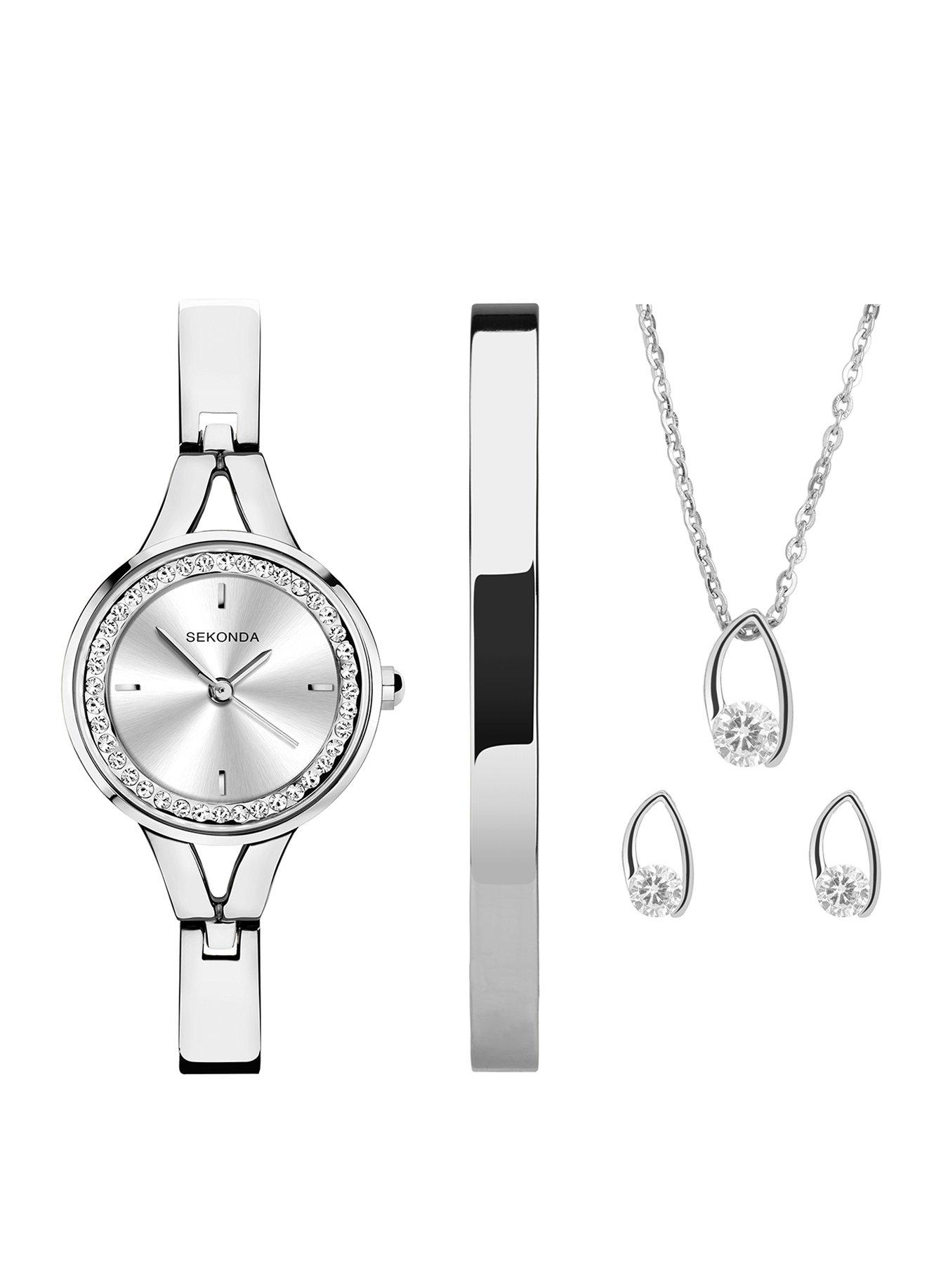 Image 1 of 6 of Sekonda Womens Silver Alloy Bracelet with Silver Dial Analogue Watch Gift Set