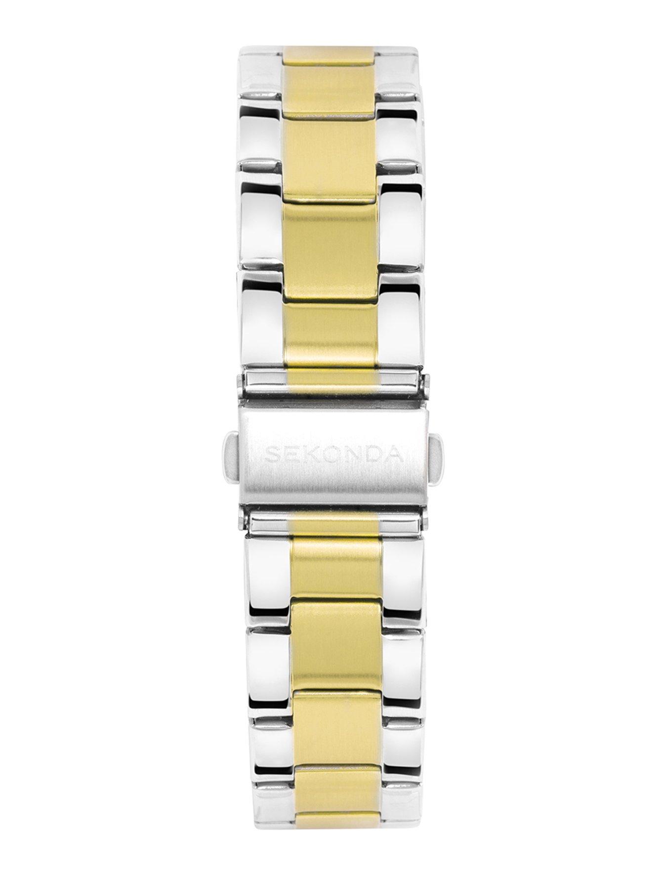 Image 3 of 6 of Sekonda His/Hers Taylor Two Tone Stainless Steel Bracelet with Black and Silver Dial Analogue Watch Gift Set