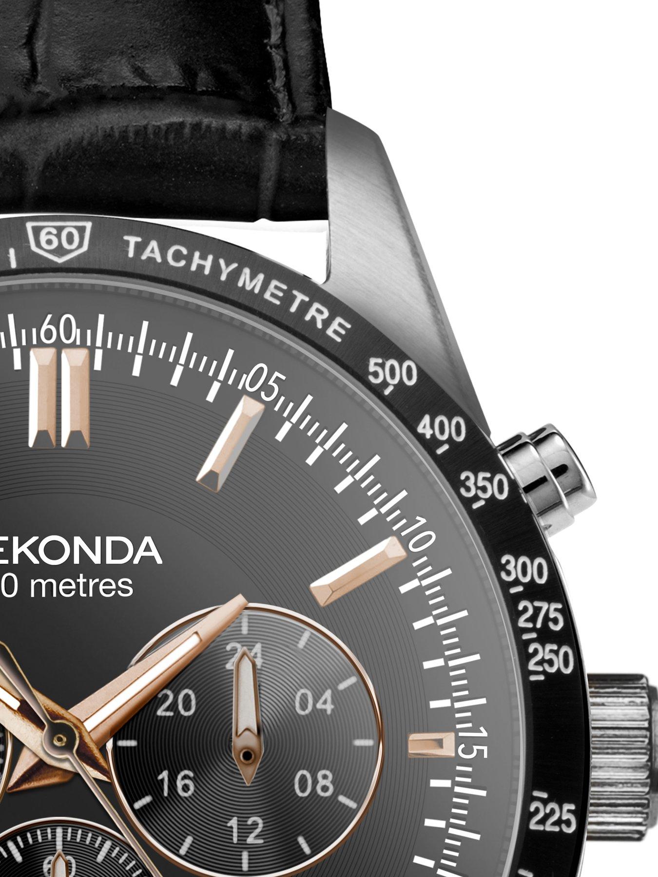 sekonda-sekonda-mens-velocity-black-leather-strap-with-black-dial-chronograph-watch-gift-setstillFront