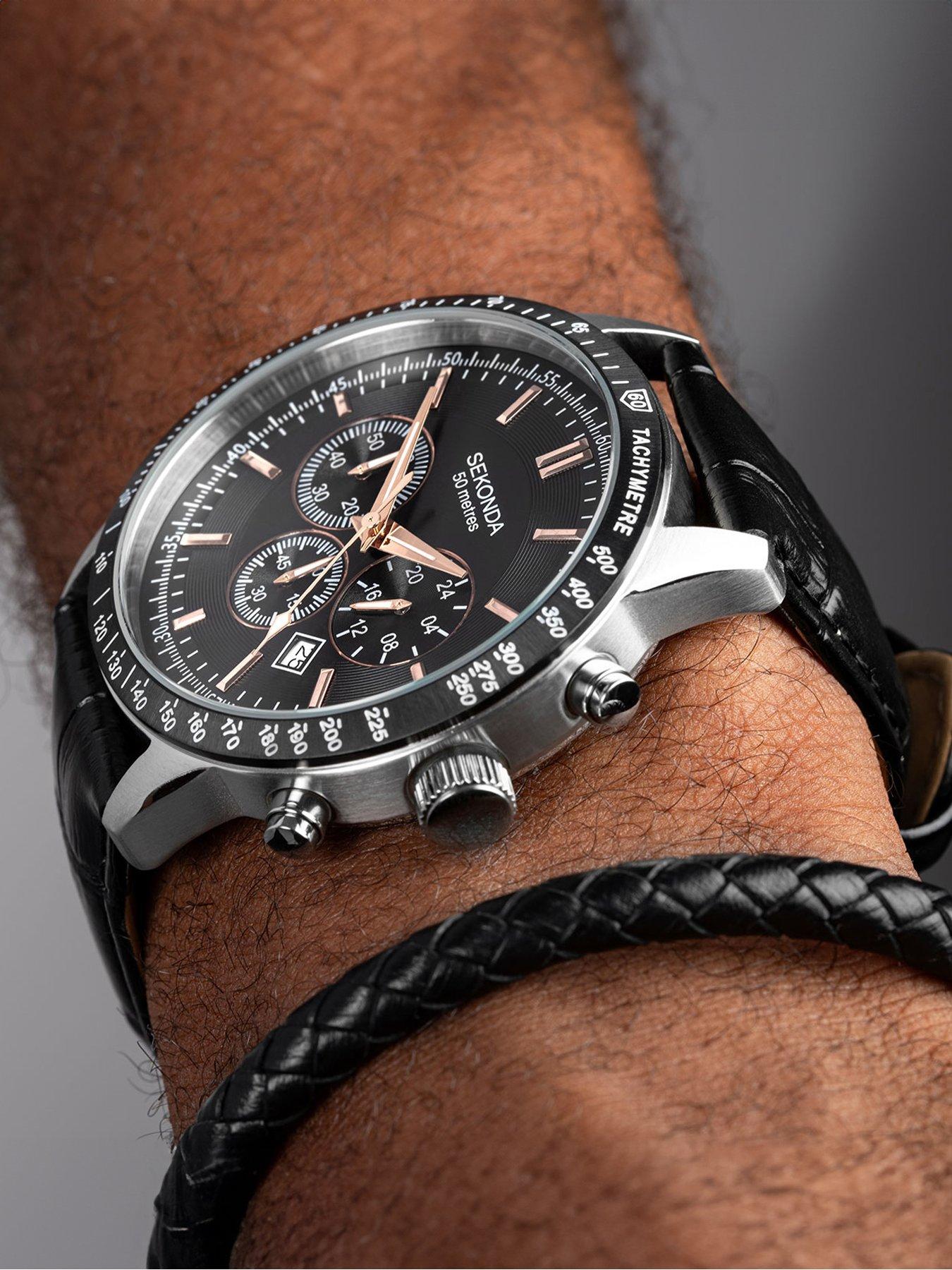 sekonda-sekonda-mens-velocity-black-leather-strap-with-black-dial-chronograph-watch-gift-setback