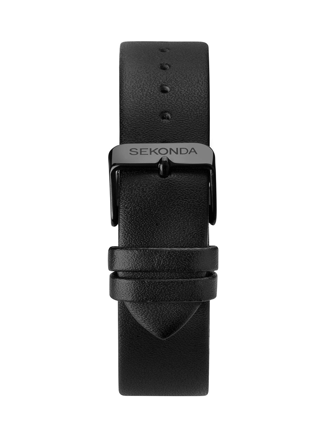 Image 6 of 7 of Sekonda Sekonda Mens Nordic Black Leather Strap with Blue Dial Chronograph Watch Gift Set