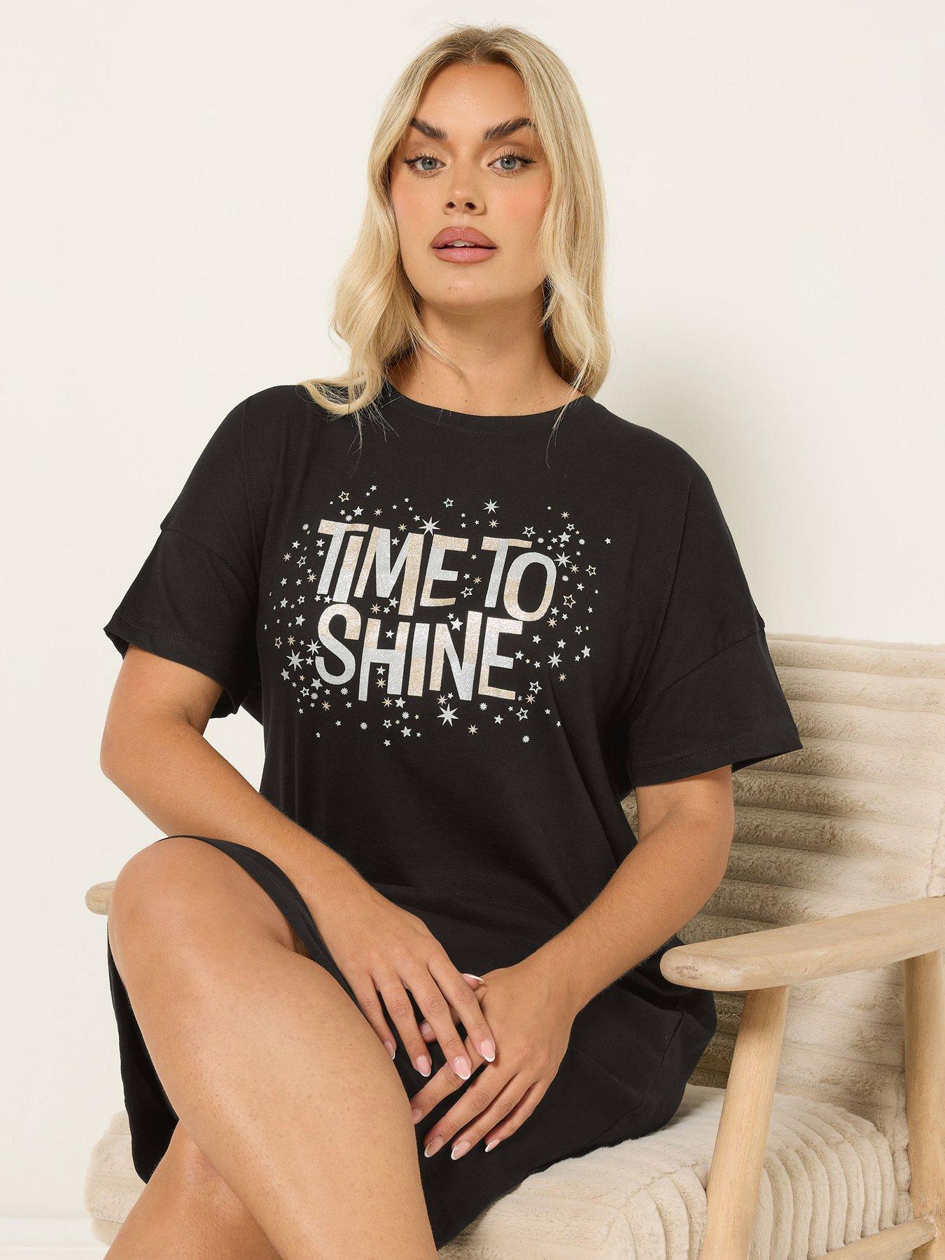 Image 3 of 4 of Yours Curve Time To Shine Sleeptee - Black
