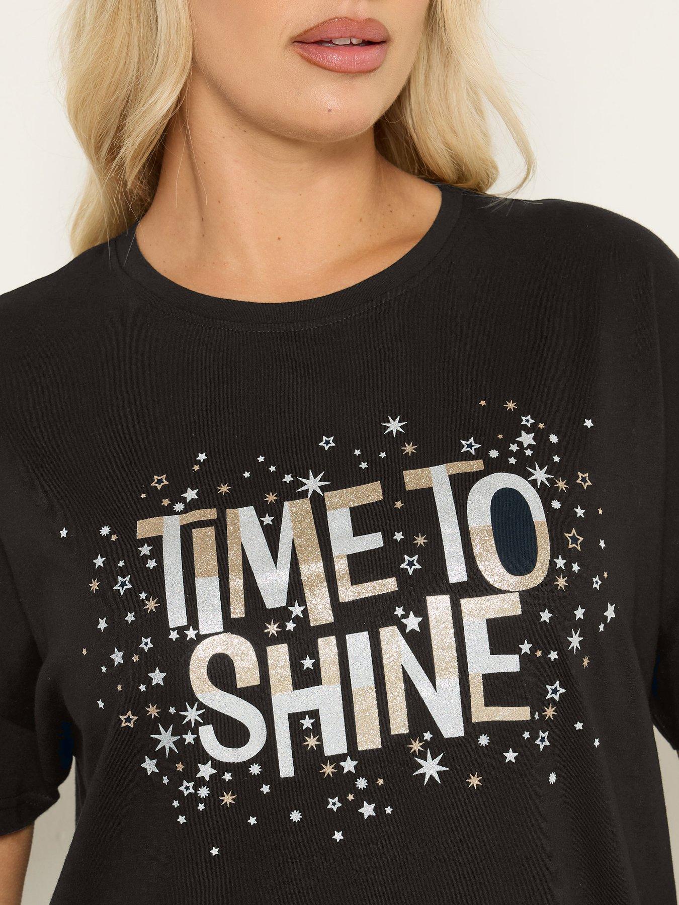 Image 4 of 4 of Yours Curve Time To Shine Sleeptee - Black
