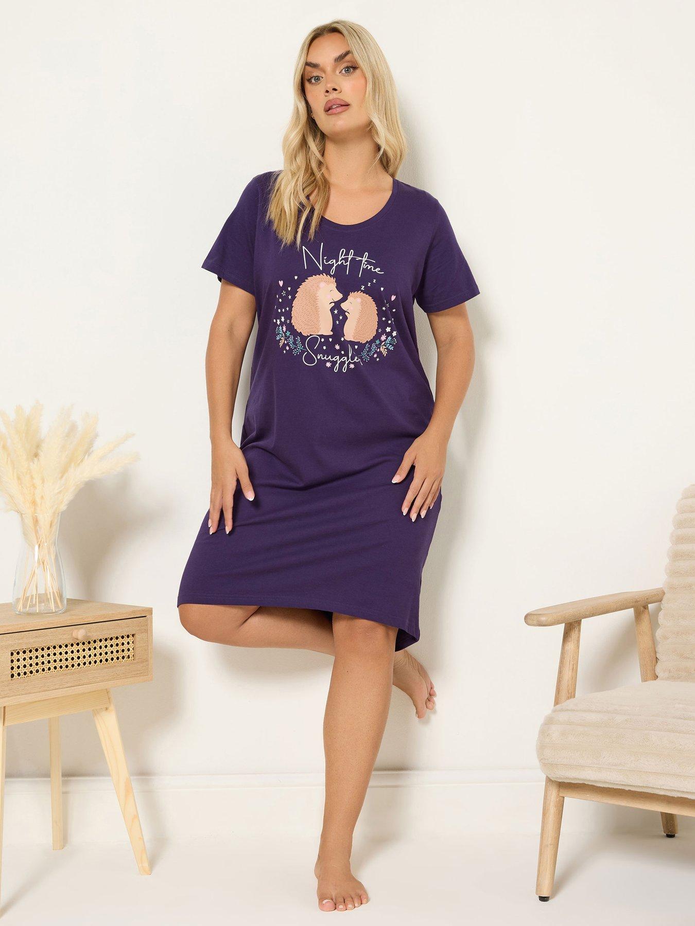 yours-curve-snuggles-short-sleeve-nightdress-purplefront
