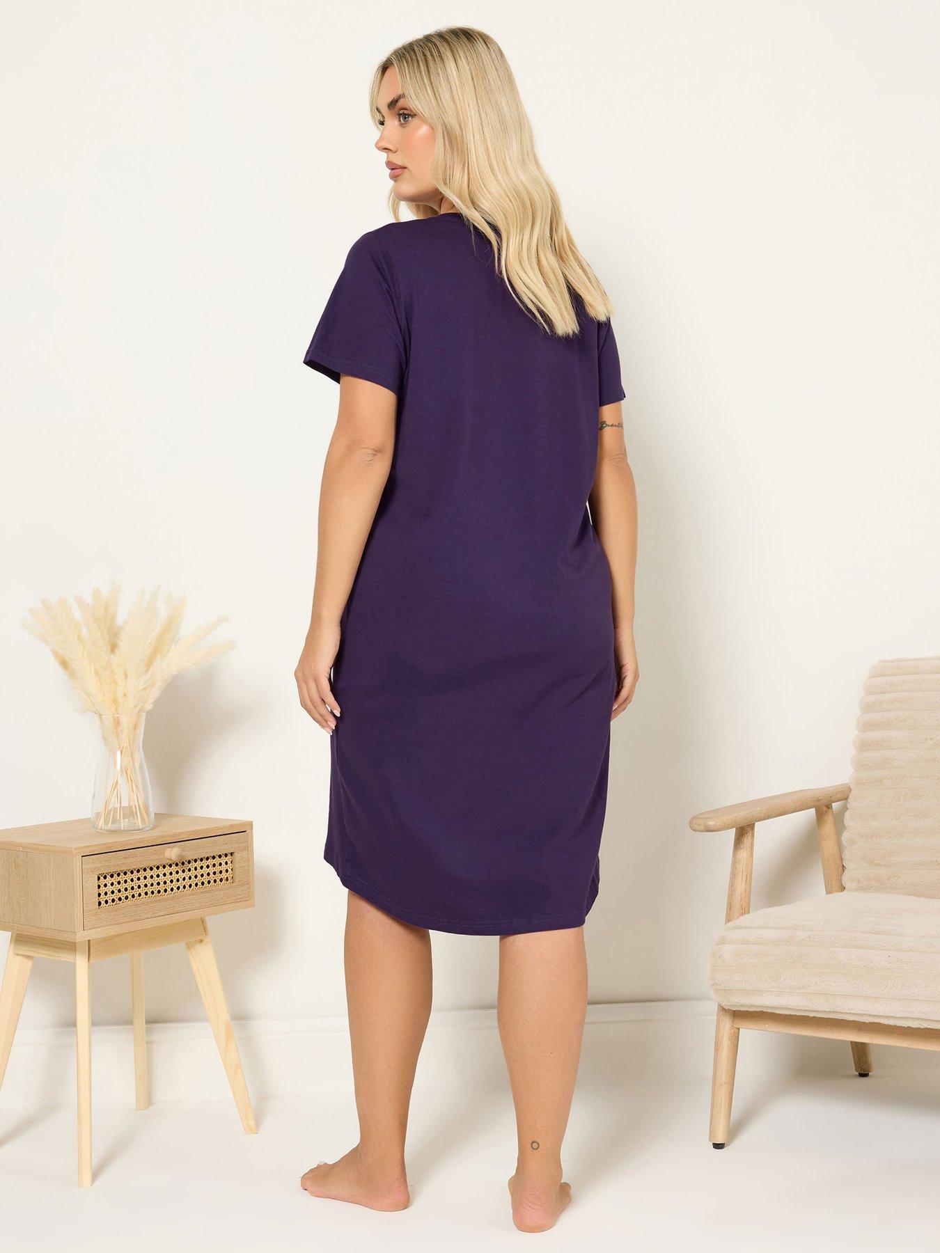 yours-curve-snuggles-short-sleeve-nightdress-purplestillFront