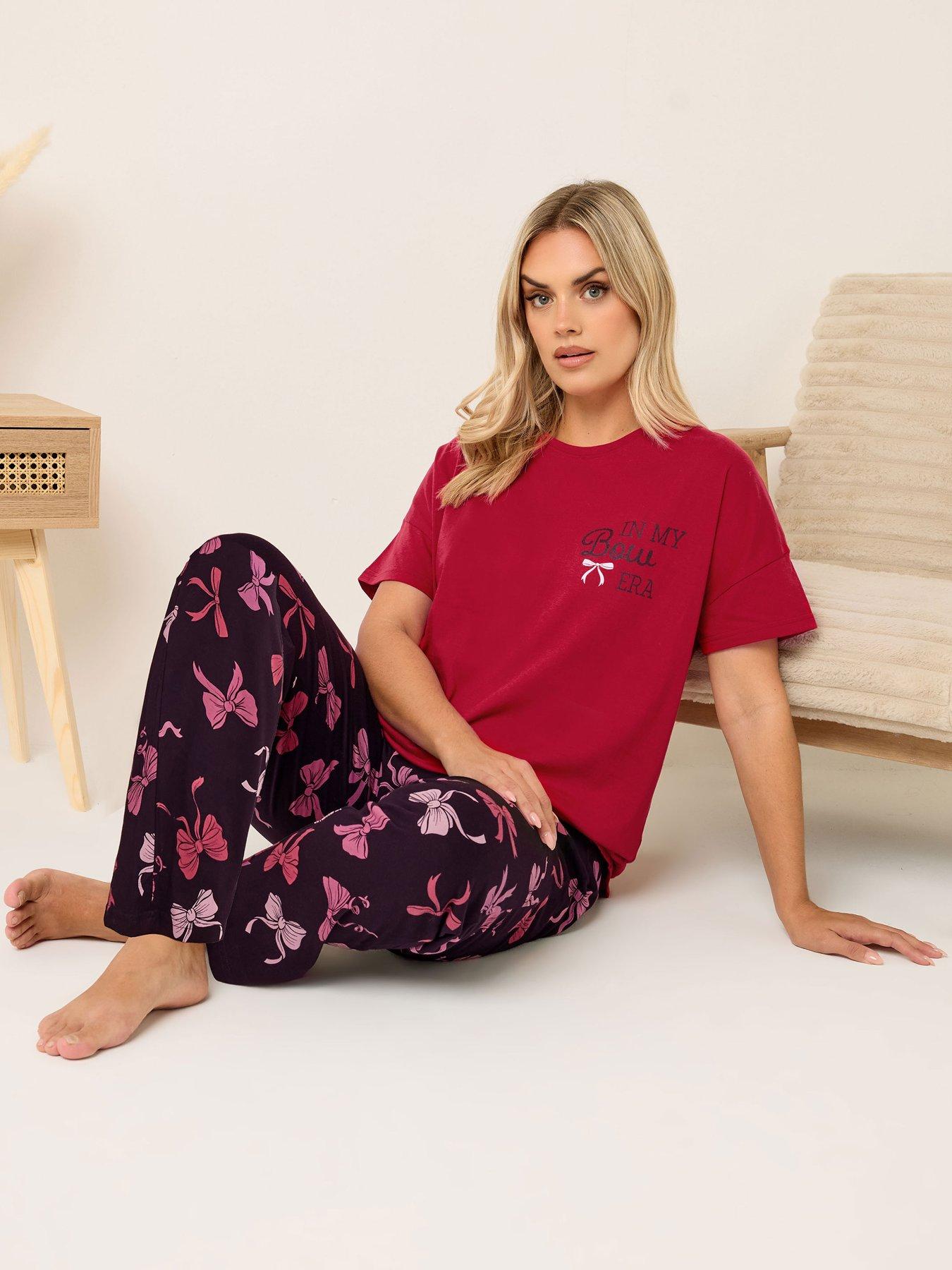 yours-curve-bow-short-sleeve-wide-leg-pj-set-redback