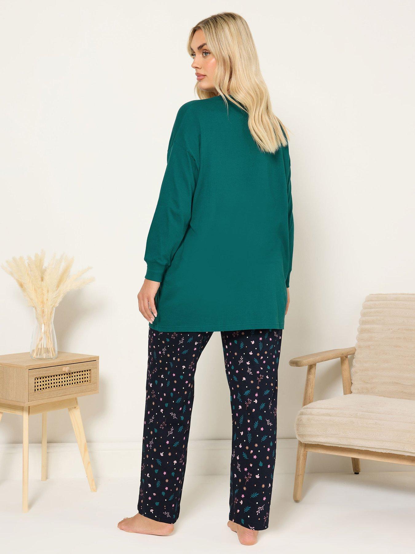 yours-curve-long-sleeve-wide-leg-pyjama-set-greenstillFront