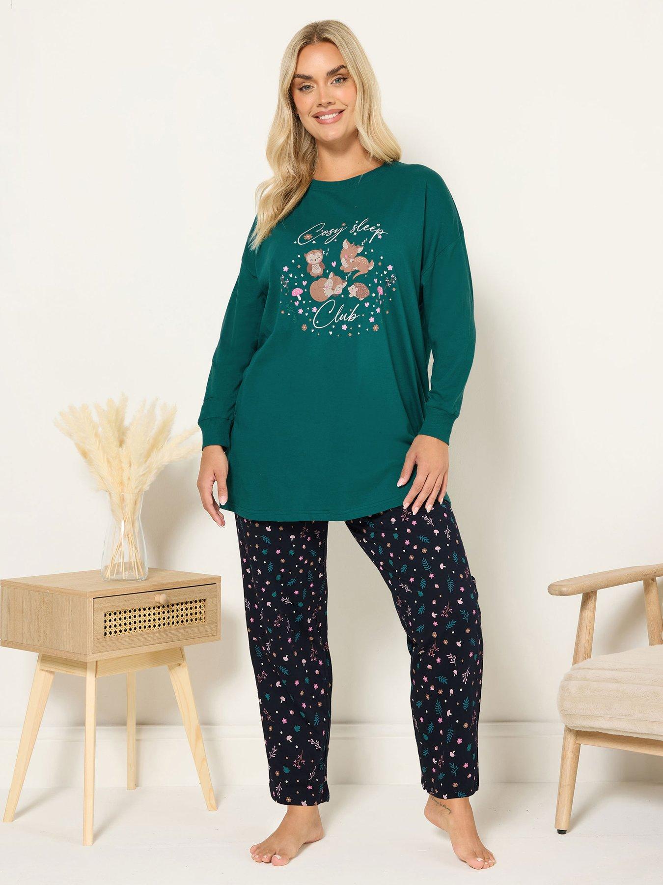 yours-curve-long-sleeve-wide-leg-pyjama-set-greenback