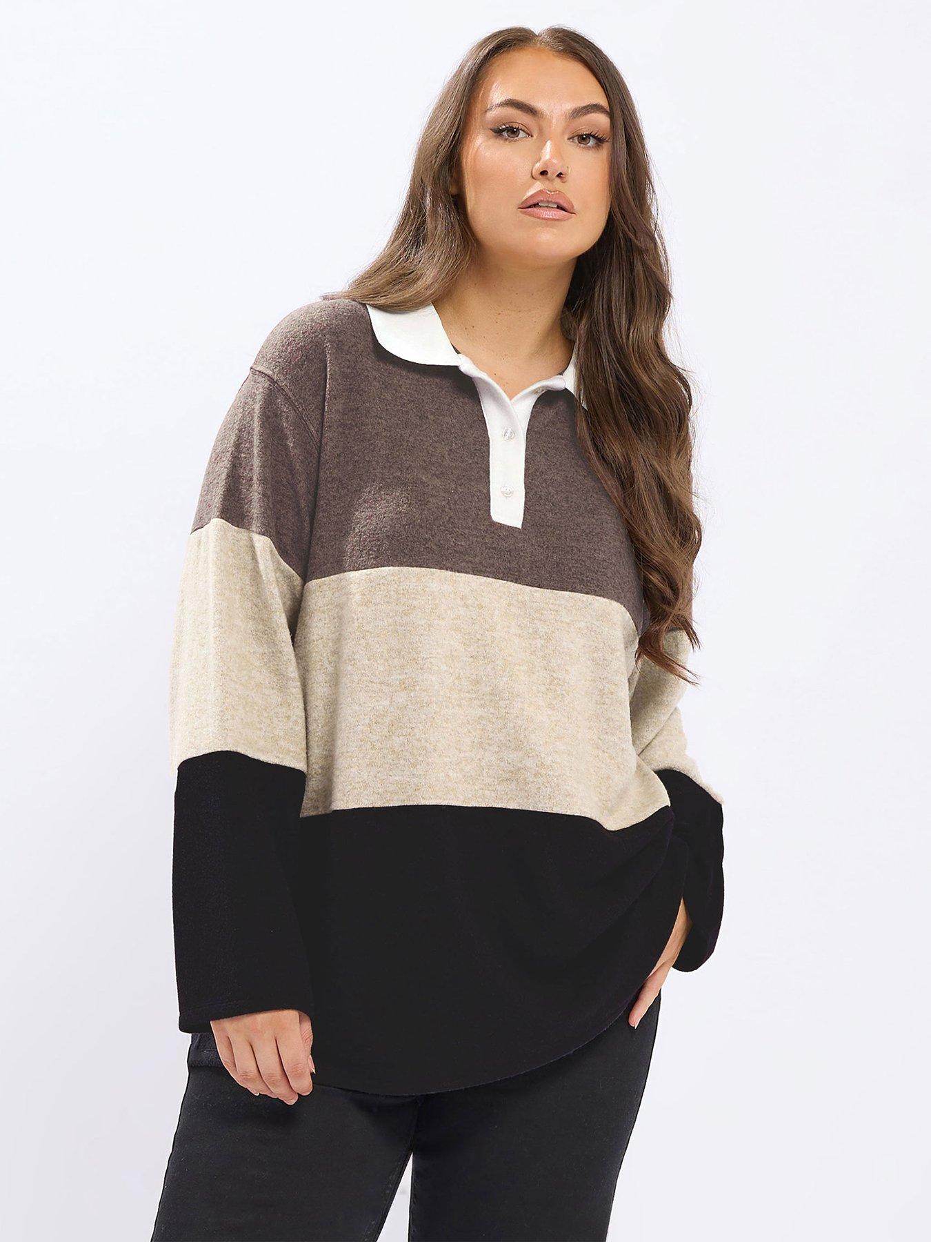 yours-curve-rugby-collar-top-natural