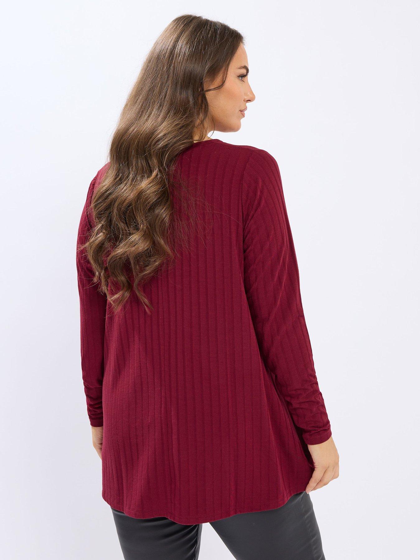 yours-curve-rib-swing-t-shirt-redstillFront