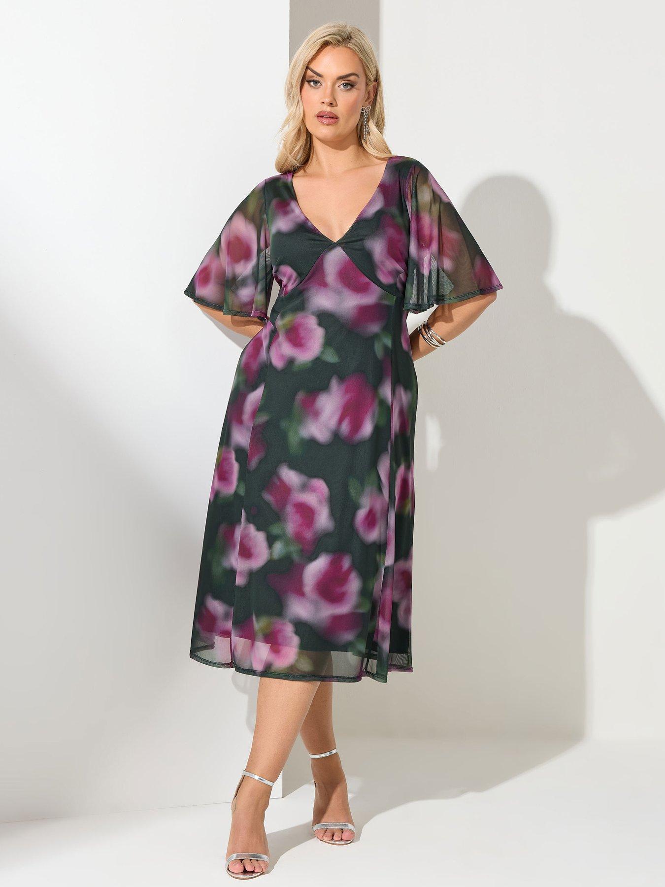 yours-curve-floral-mesh-tea-dress-greenback