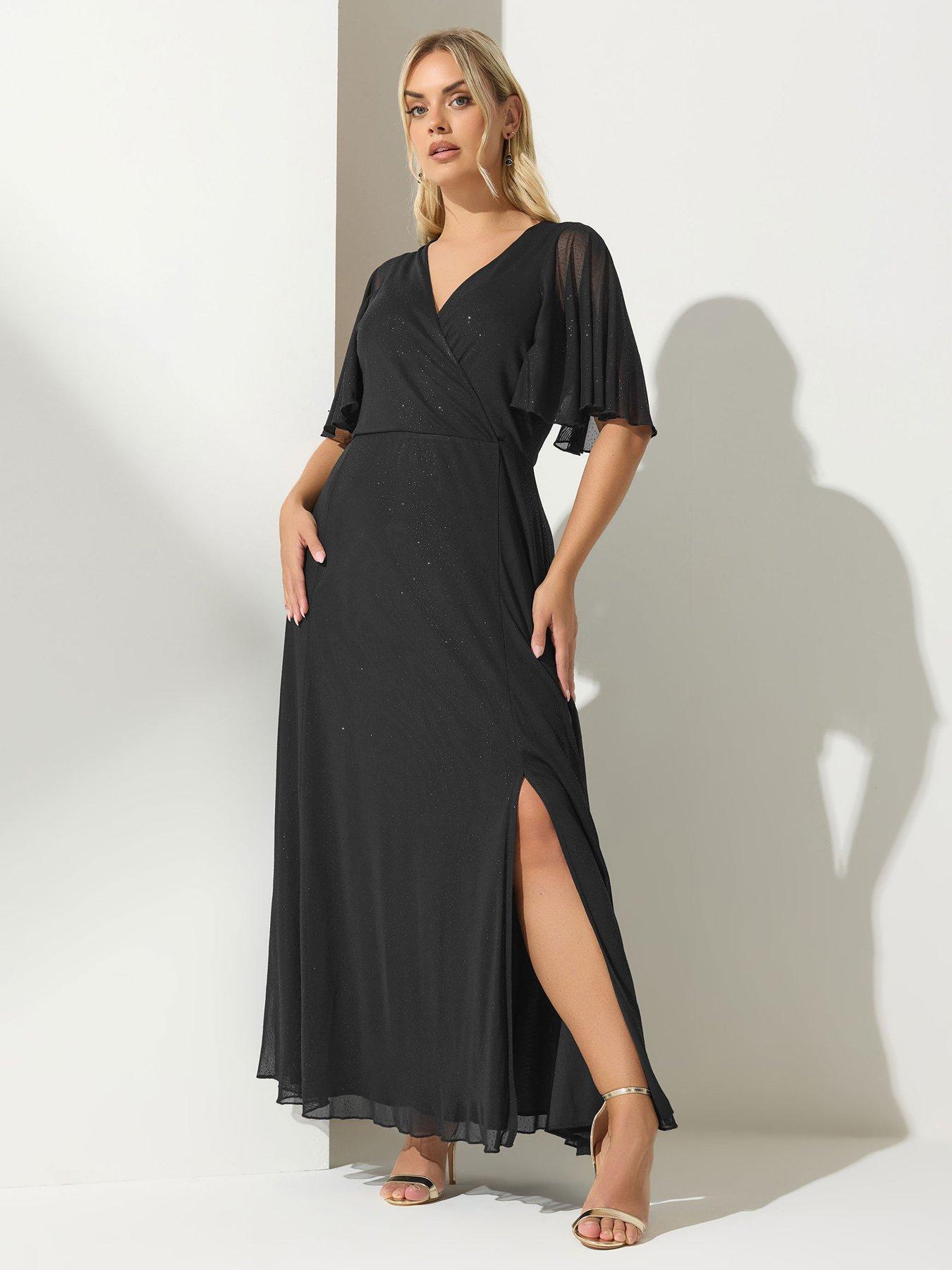 yours-curve-glitter-wrap-mesh-maxi-dress-black