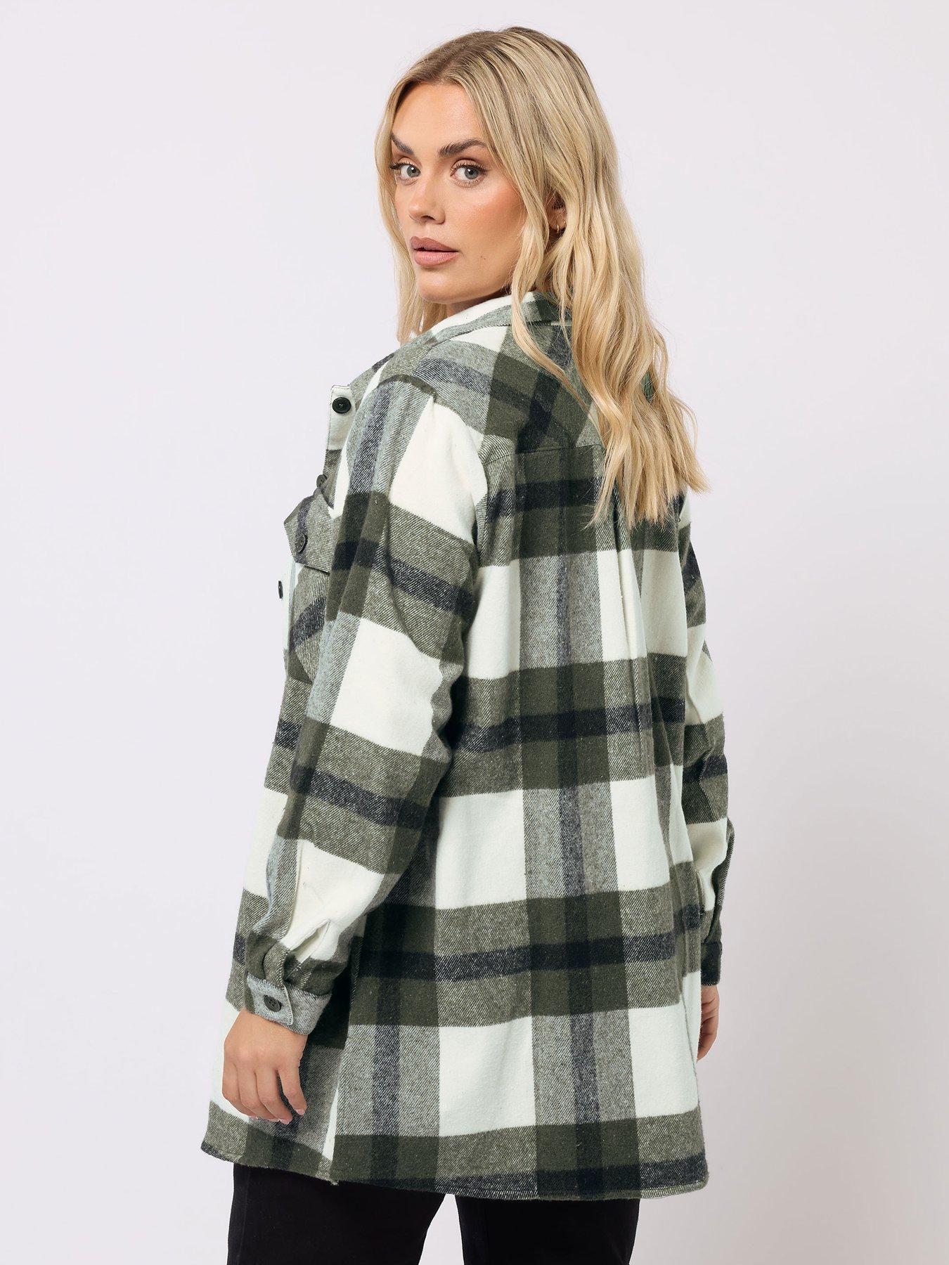 yours-curve-check-shacket-greenstillFront