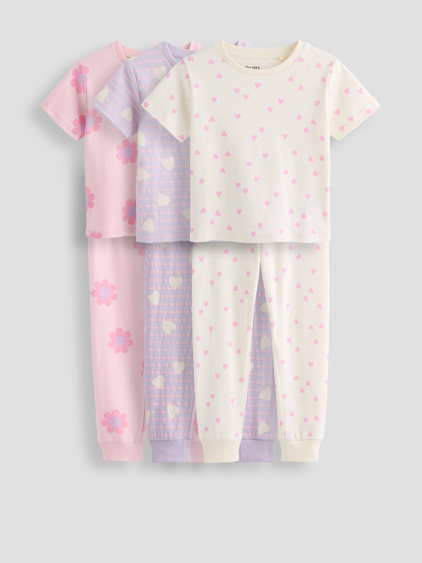the-very-collection-girls-3-pack-short-sleeve-pyjamas-pink