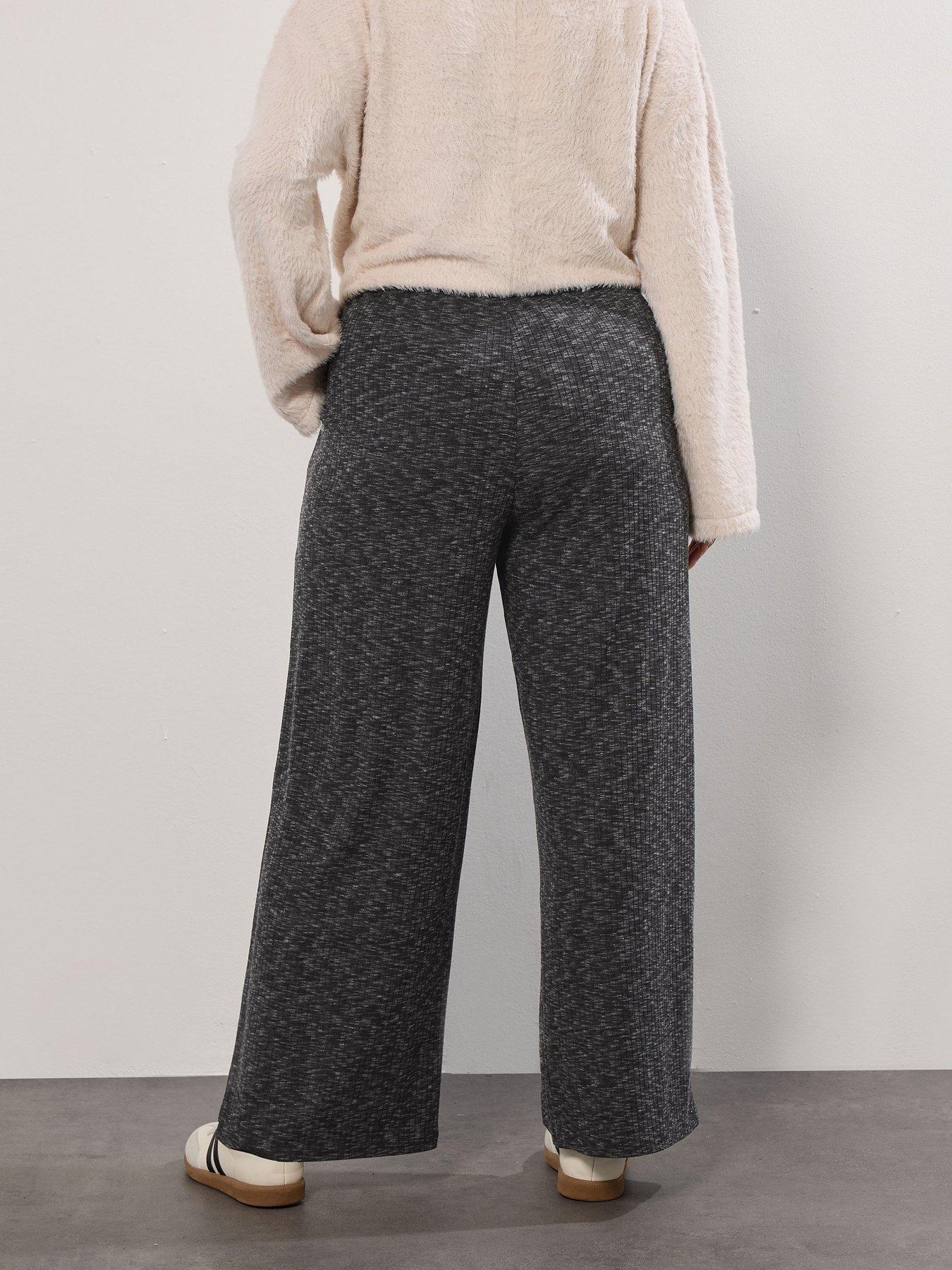 yours-curve-ribbed-wide-leg-trouser-greystillFront