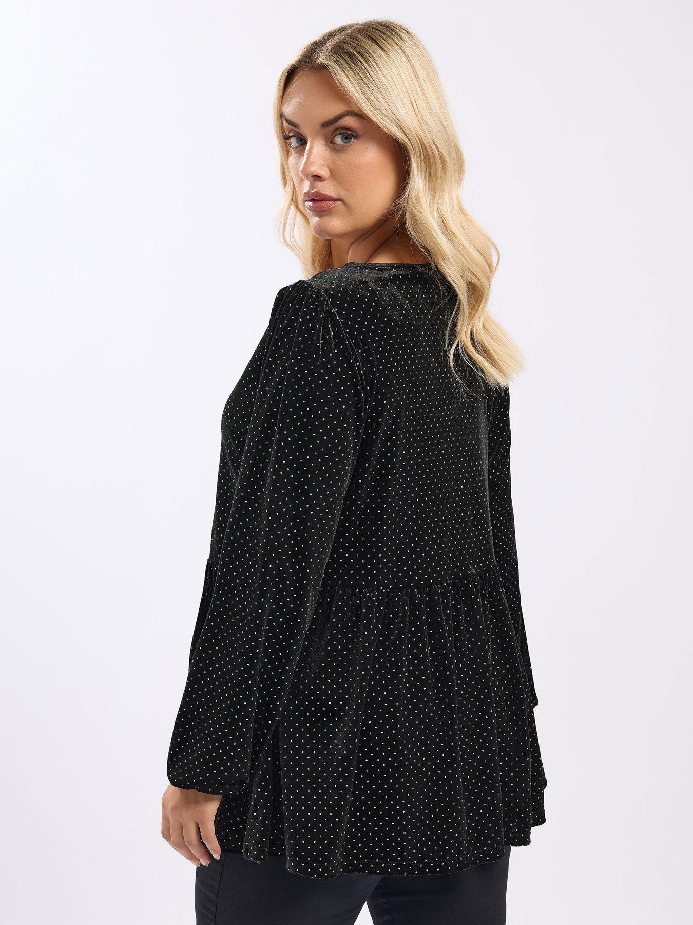 yours-curve-velour-spot-bow-top-blackstillFront