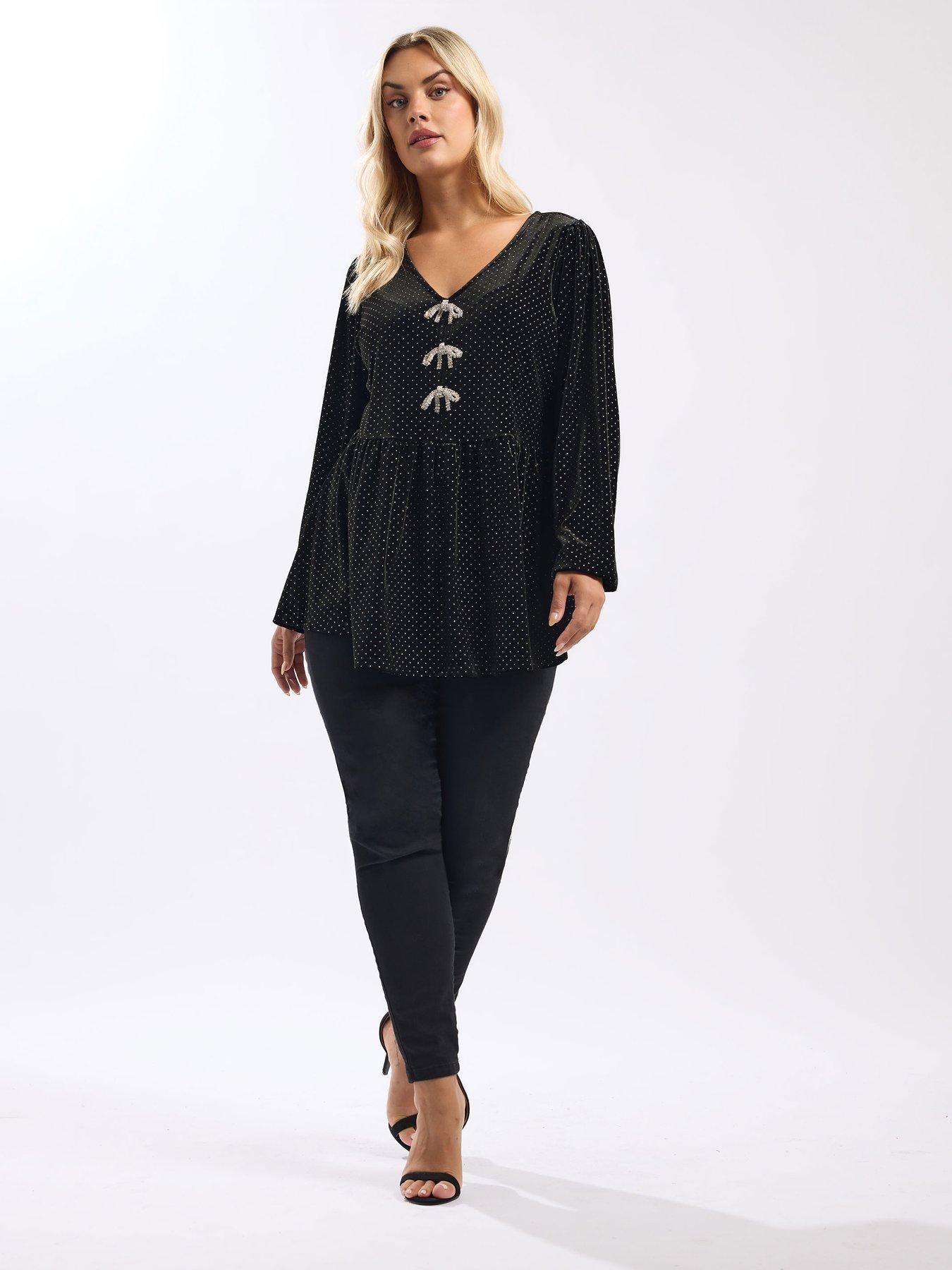 yours-curve-velour-spot-bow-top-blackback