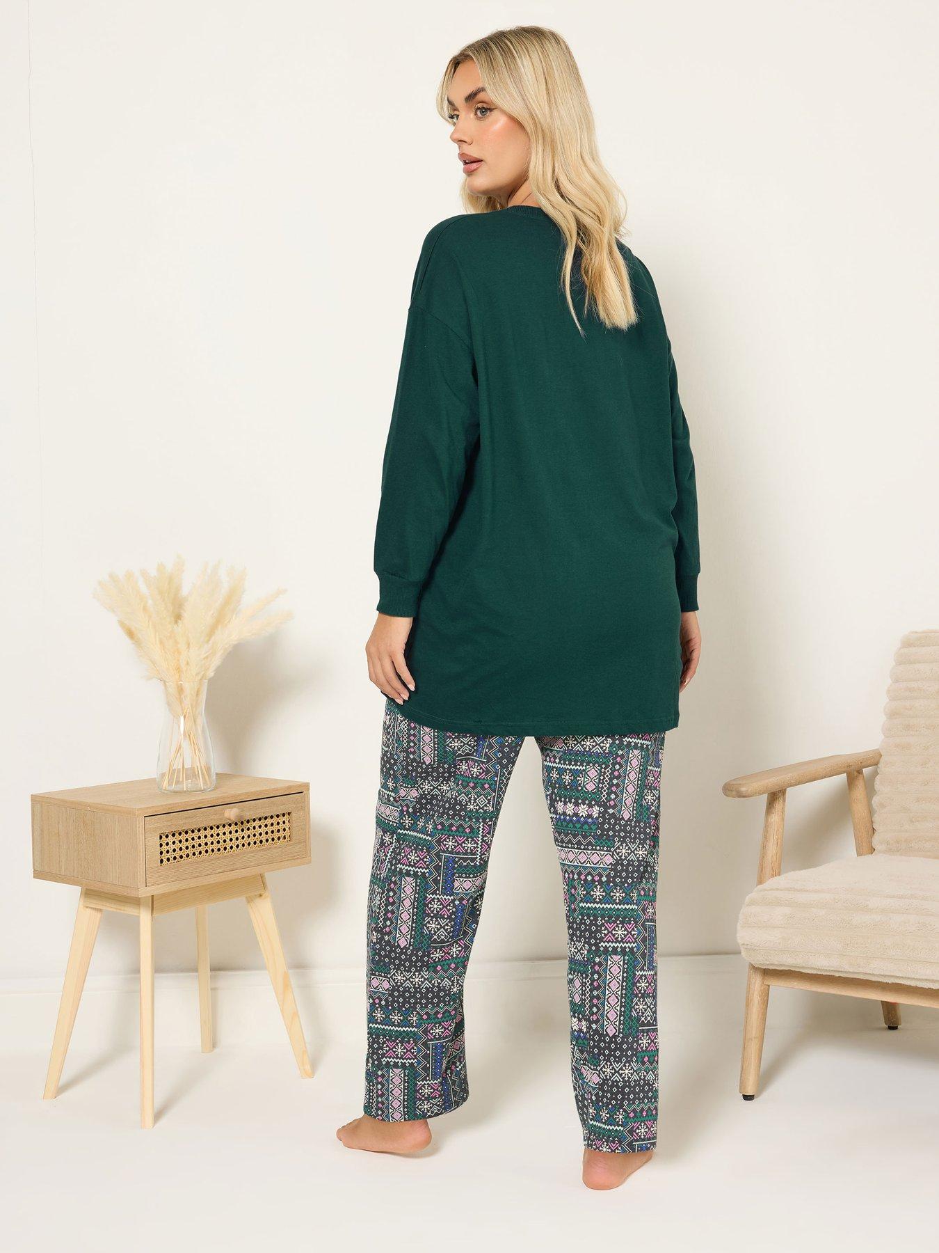 yours-curve-long-sleeve-cuffed-pyjama-set-greenstillFront