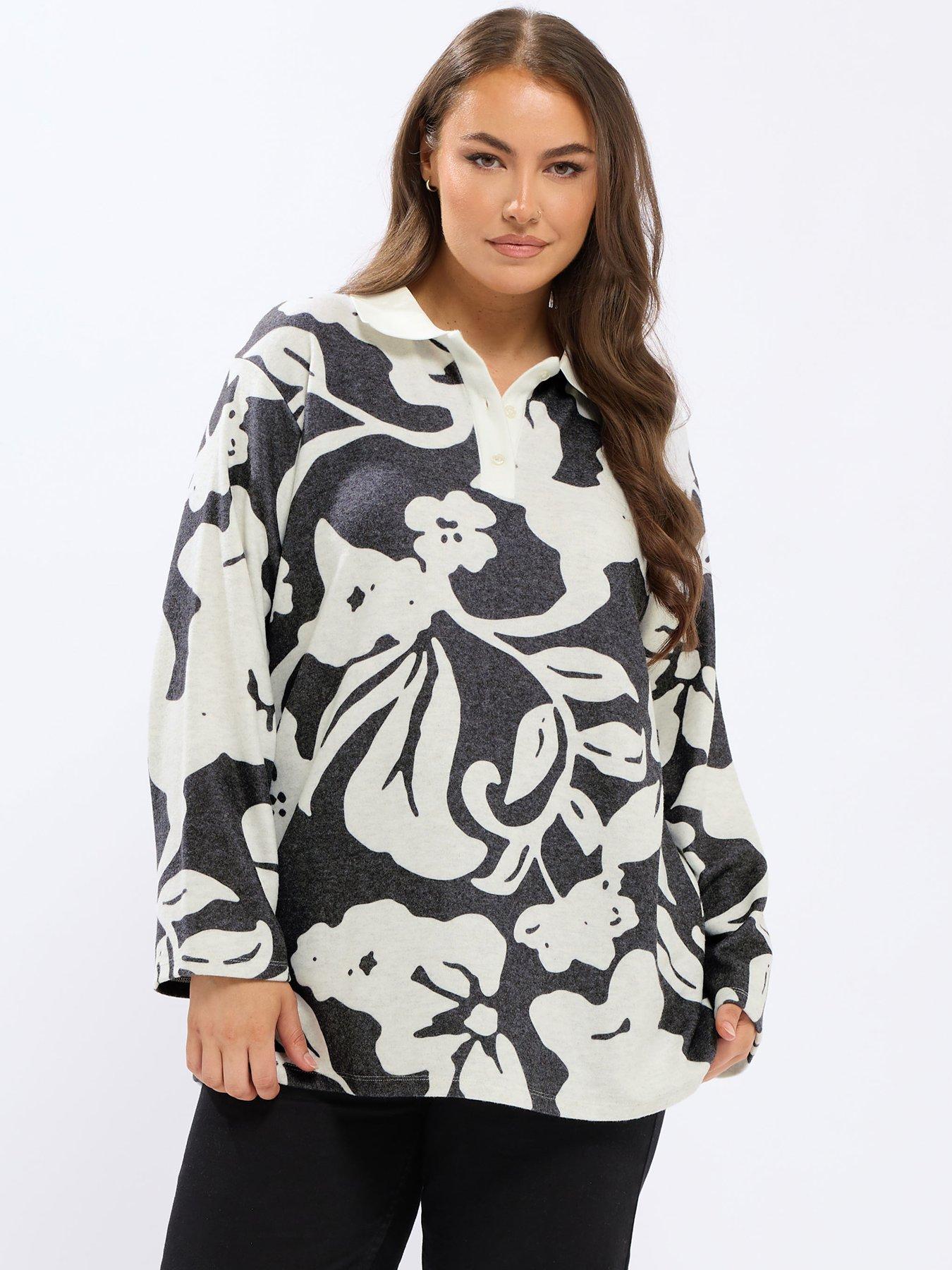 yours-curve-rugby-collar-top-grey