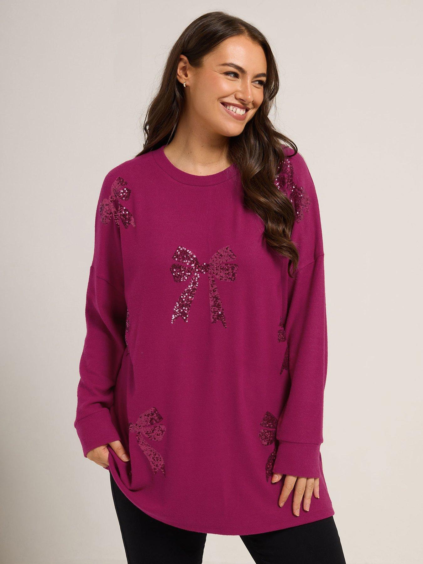yours-curve-bow-sequin-jumper-pink