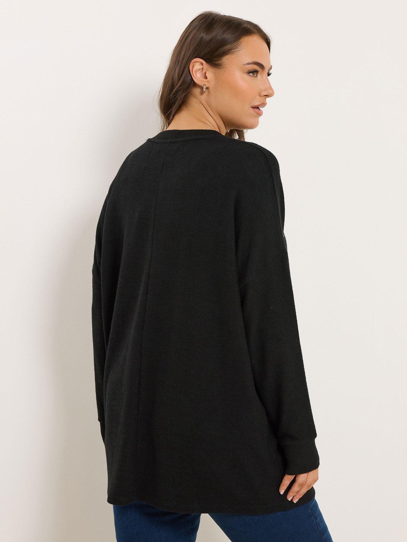 Image 2 of 4 of Yours Curve Sequin Snowflake Jumper - Black