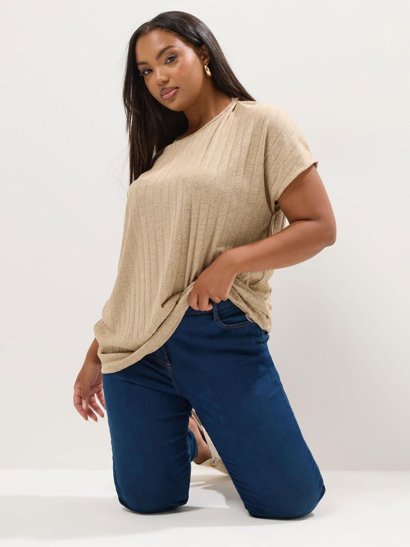 Image 1 of 4 of Yours Curve Drop Shoulder Swing Top - Natural