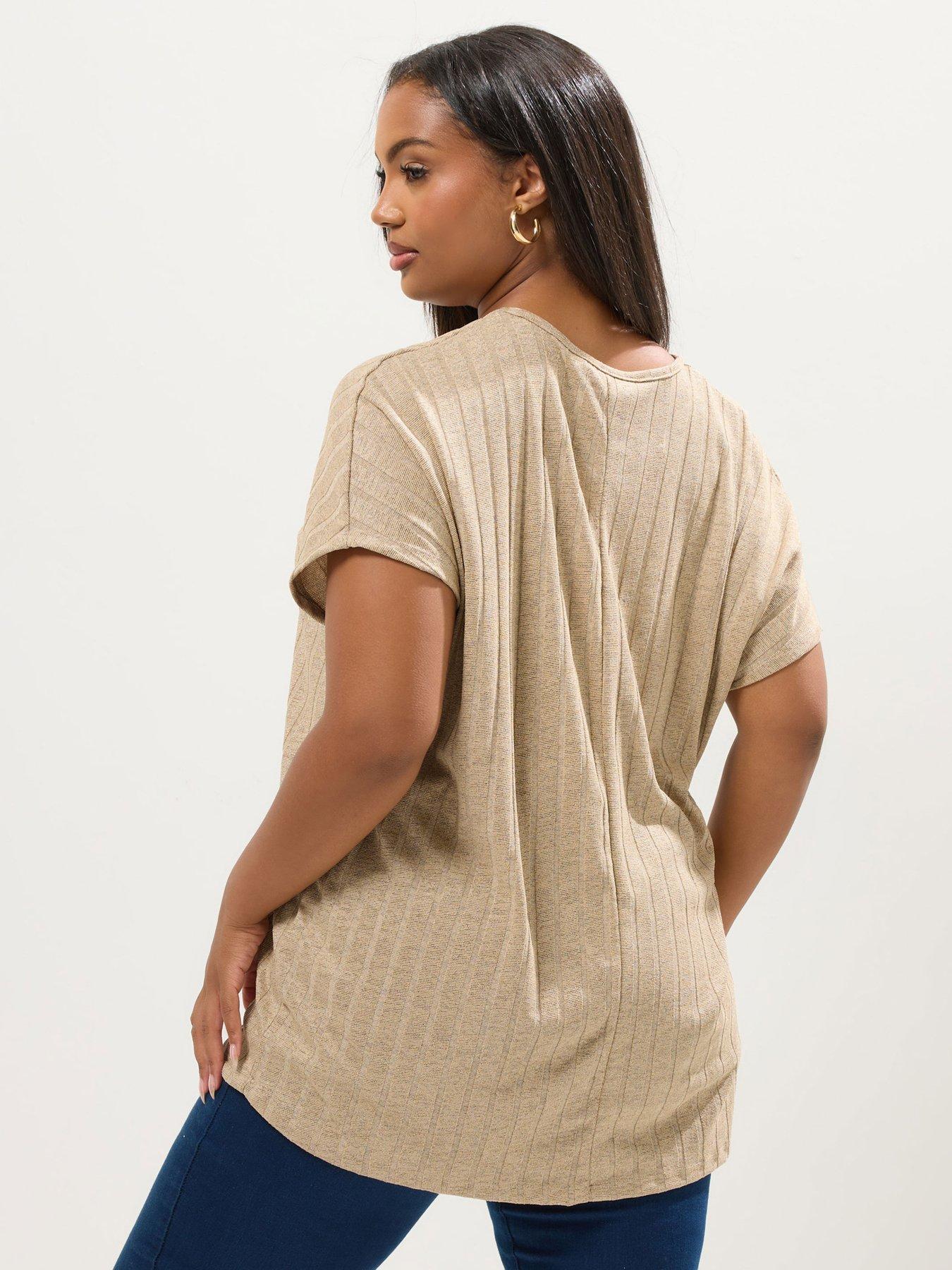 Image 2 of 4 of Yours Curve Drop Shoulder Swing Top - Natural