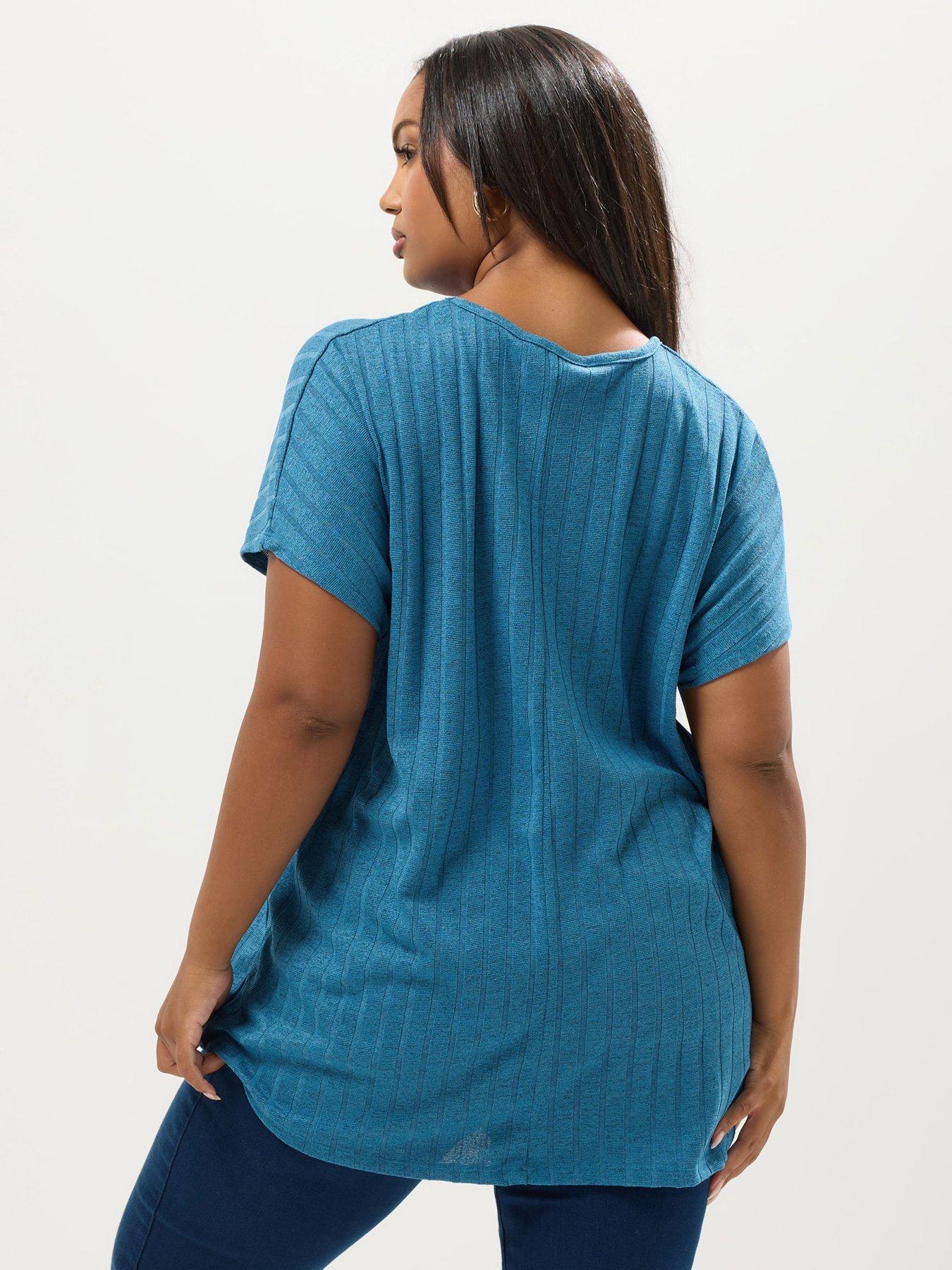 Image 2 of 4 of Yours Curve Drop Shoulder Swing Top - Blue