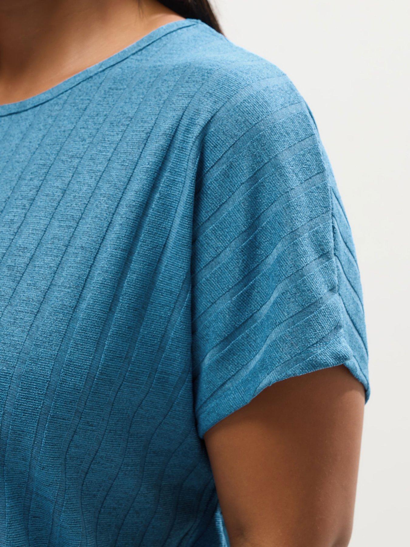 Image 4 of 4 of Yours Curve Drop Shoulder Swing Top - Blue