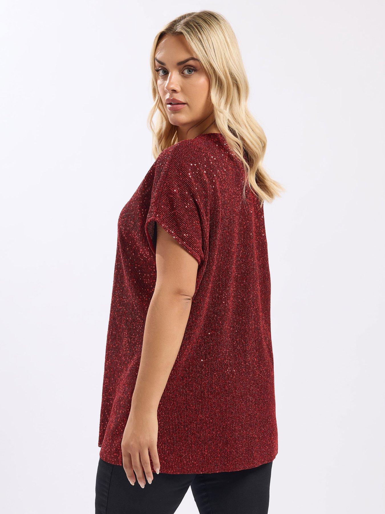 yours-curve-sequin-t-shirt-redstillFront