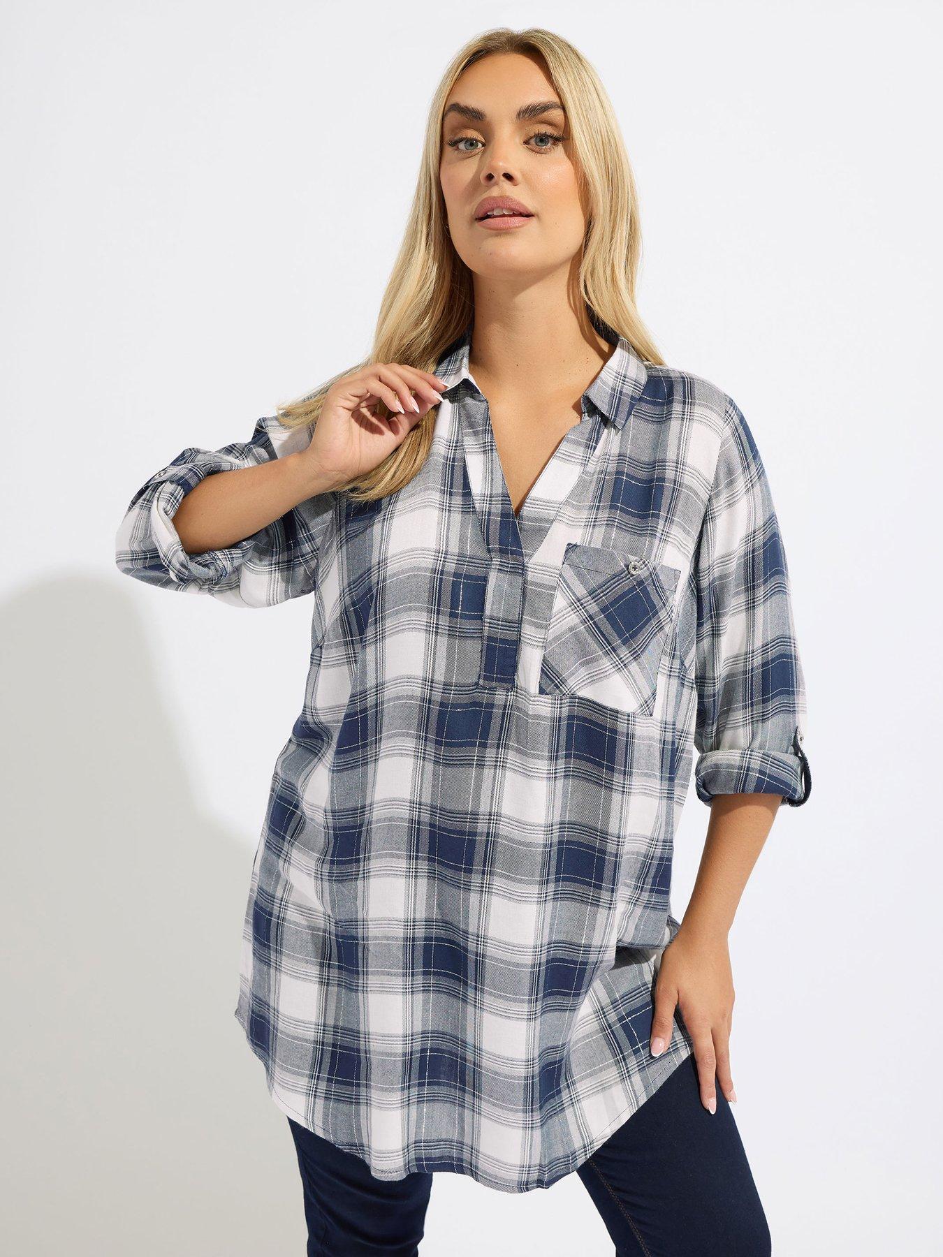 yours-curve-check-shirt-blue