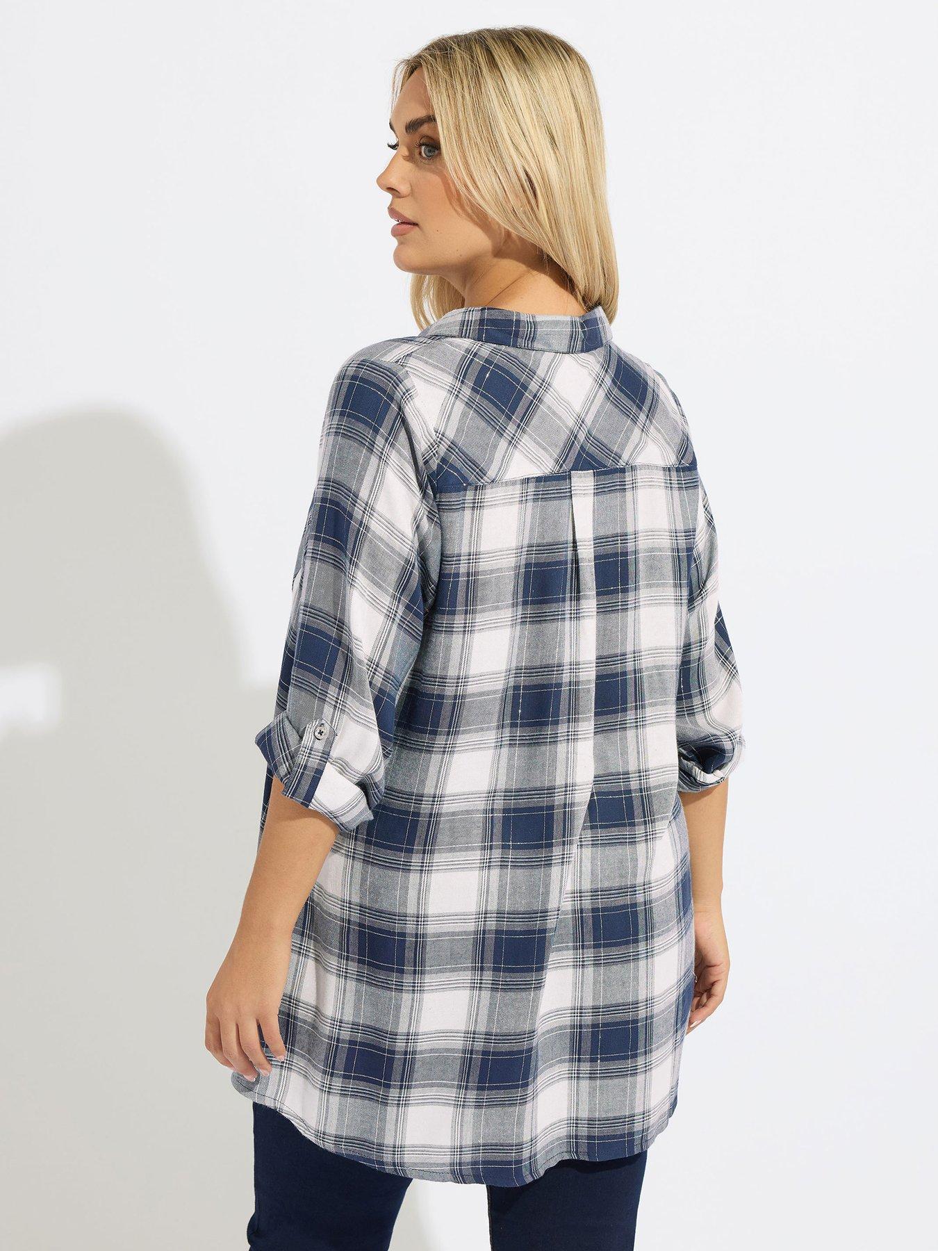 yours-curve-check-shirt-bluestillFront