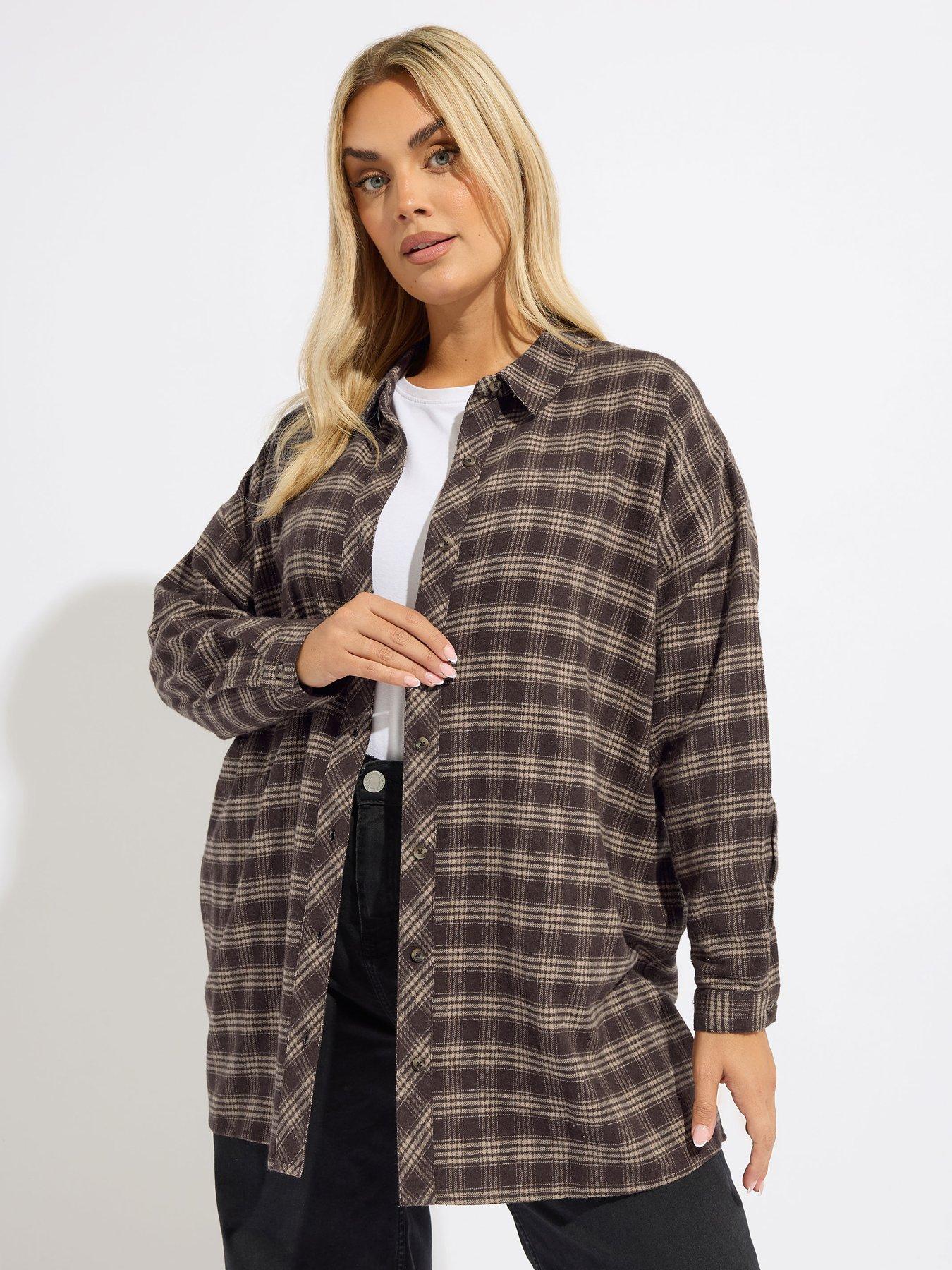 yours-curve-check-shirt-brownoutfit