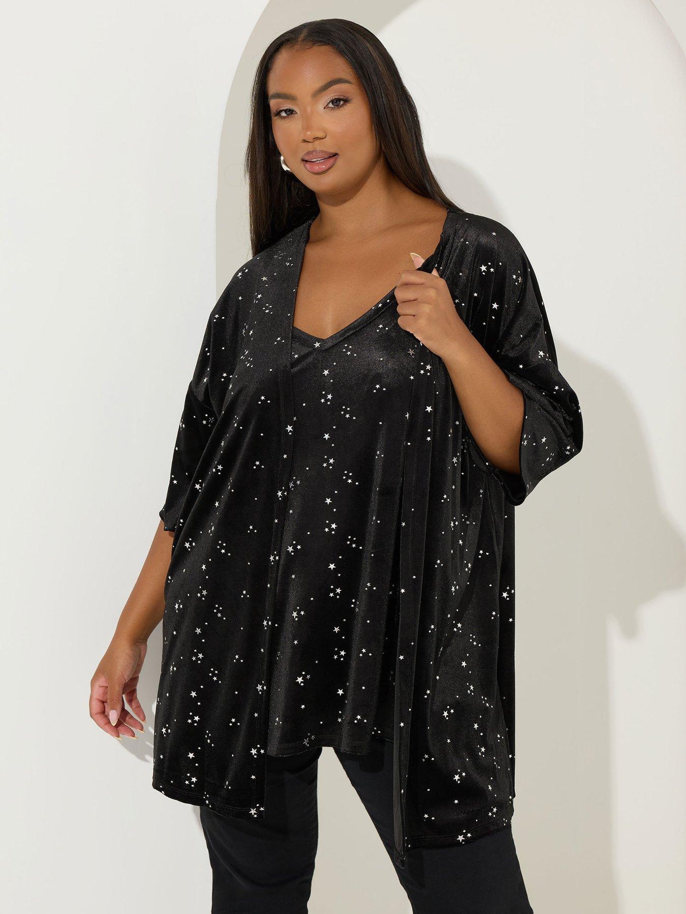 Yours Curve Velour Star Cover Up - Black