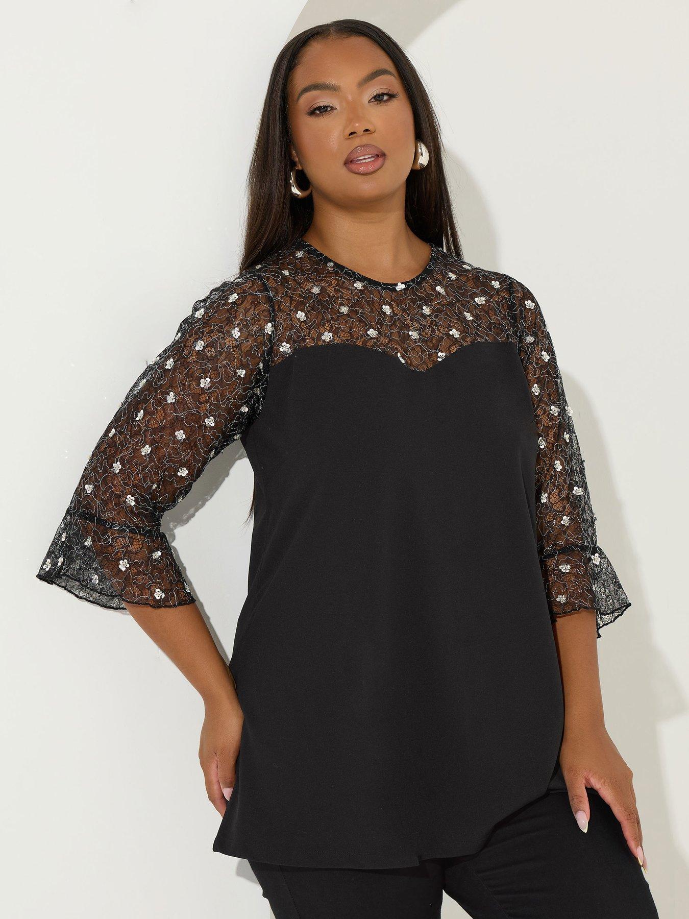 yours-curve-3d-floral-top-black