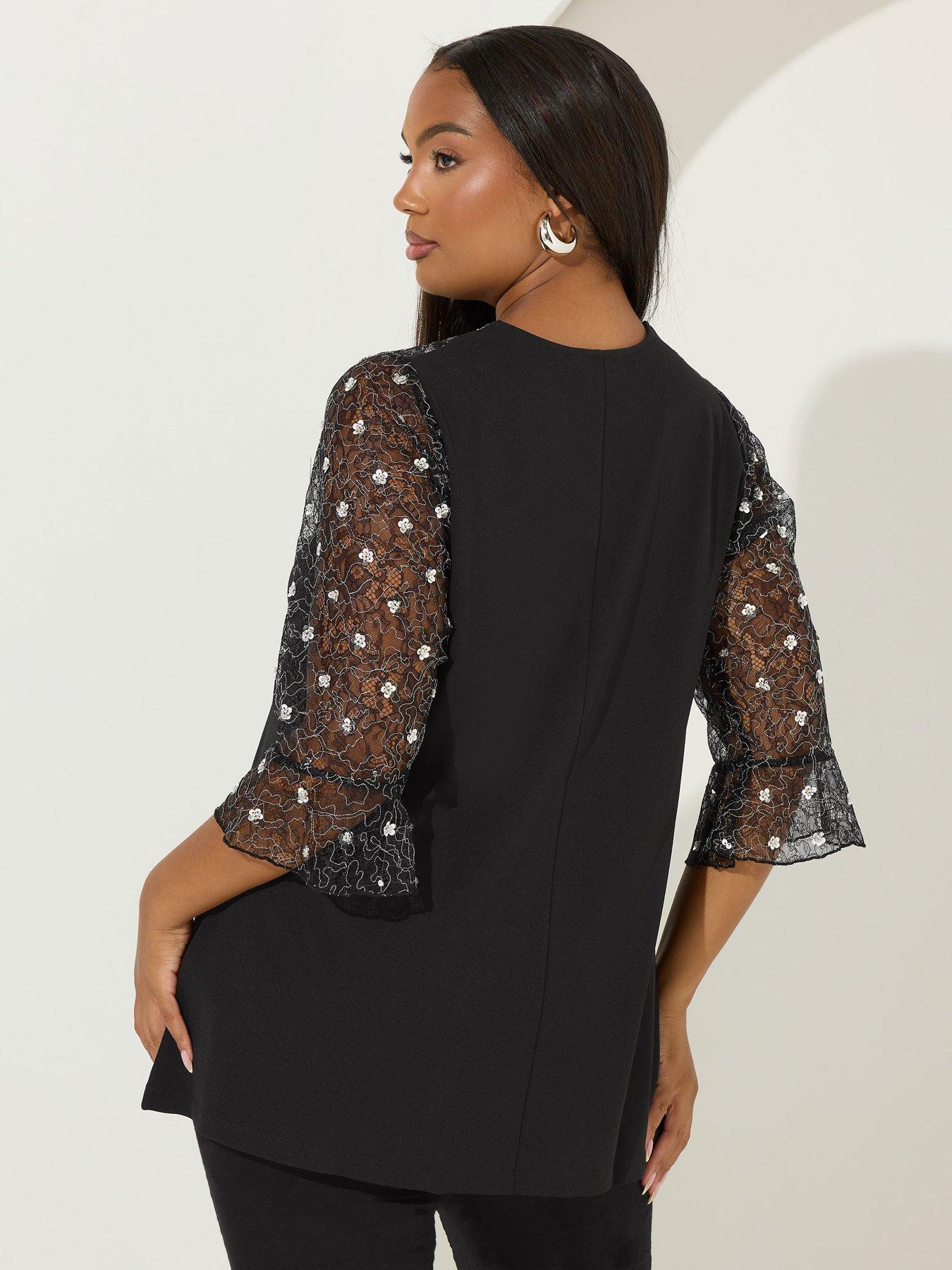 yours-curve-3d-floral-top-blackstillFront