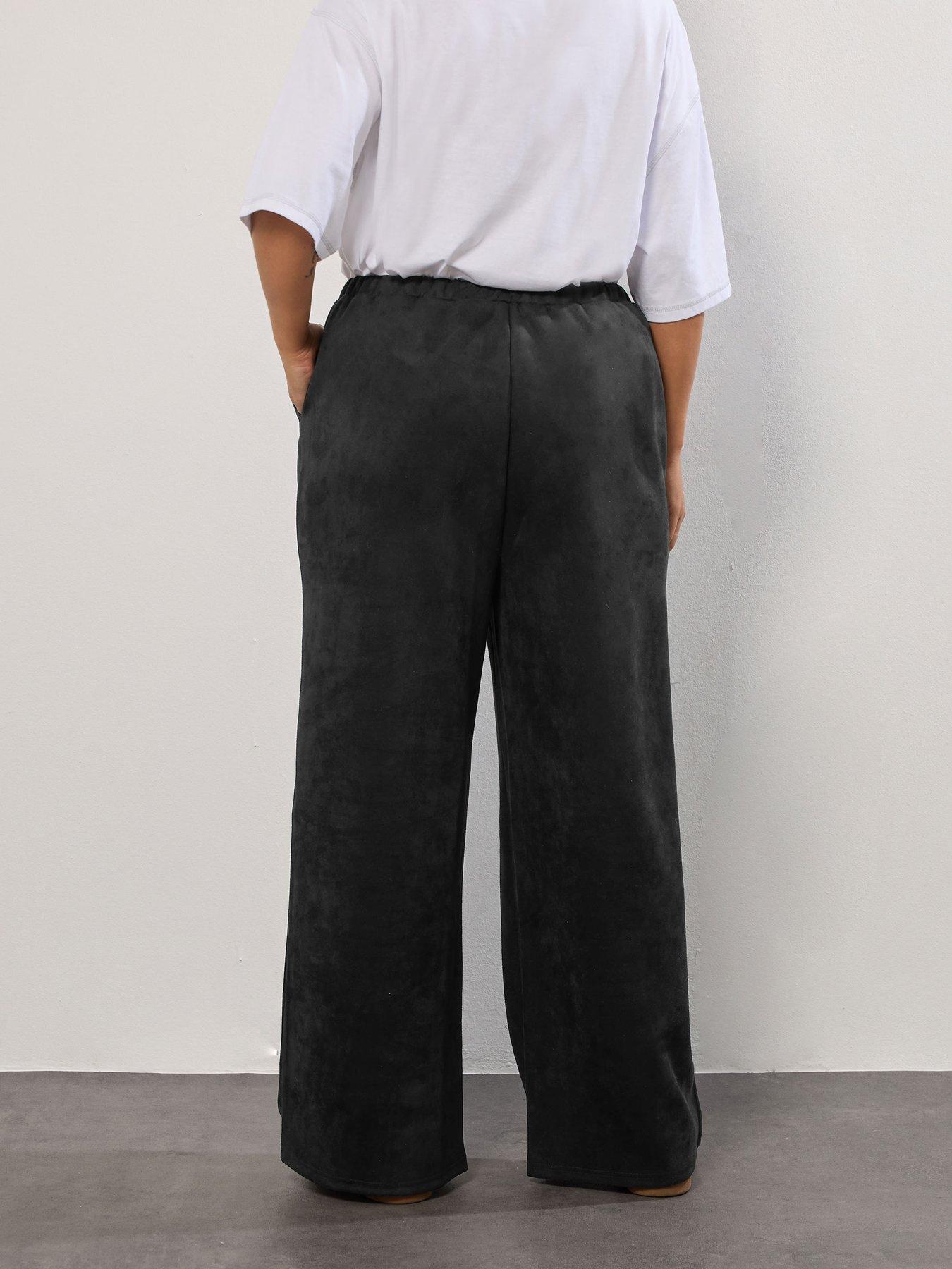 yours-curve-suedette-wide-leg-trouser-blackstillFront
