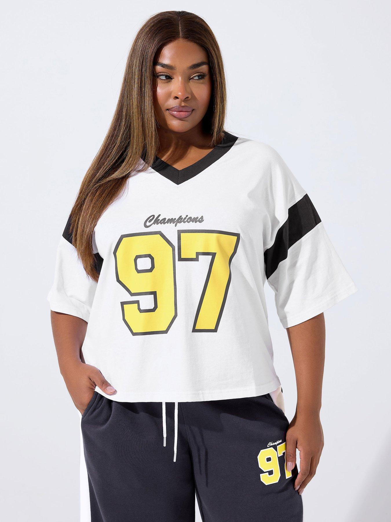 Yours Curve 97 V Neck T-Shirt - White