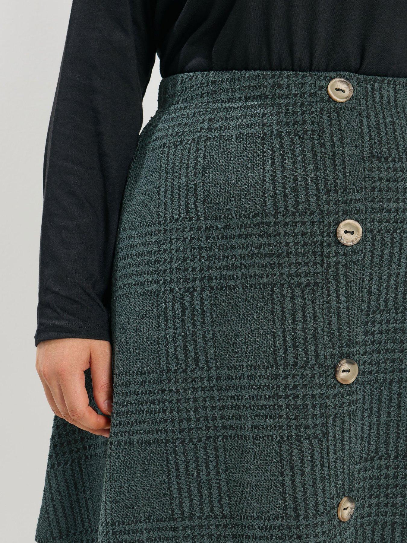Image 4 of 4 of Yours Curve Button Front Skirt - Green