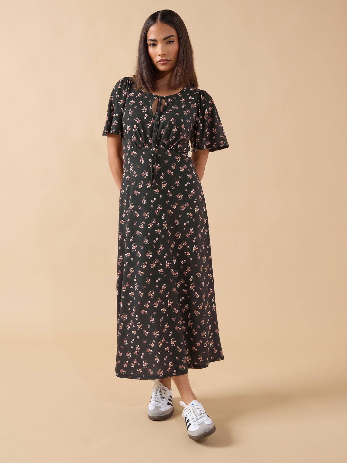 pixiegirl-petite-ditsy-tie-front-midi-dress-blackback