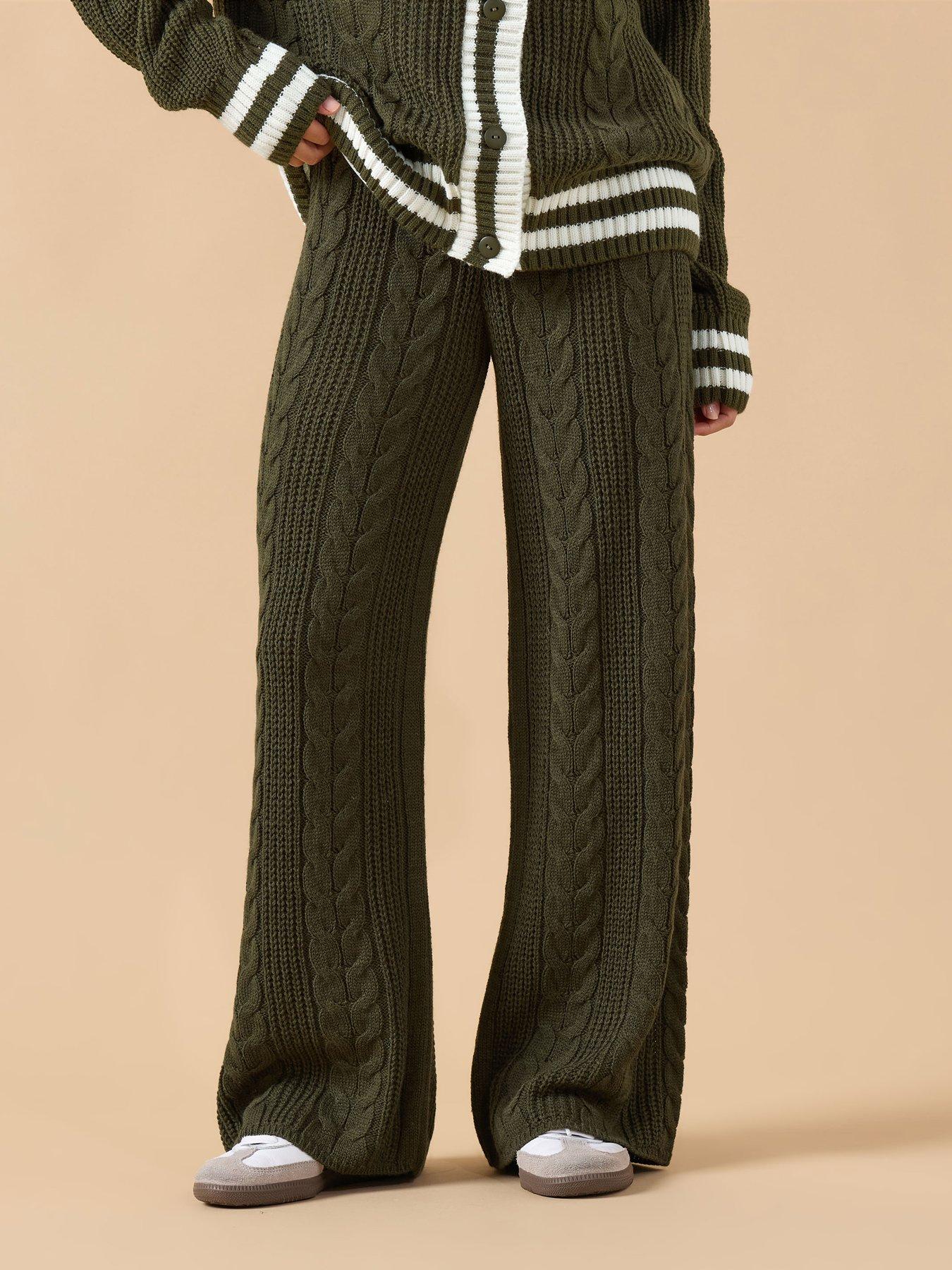pixiegirl-petite-cable-wide-leg-trouser-green