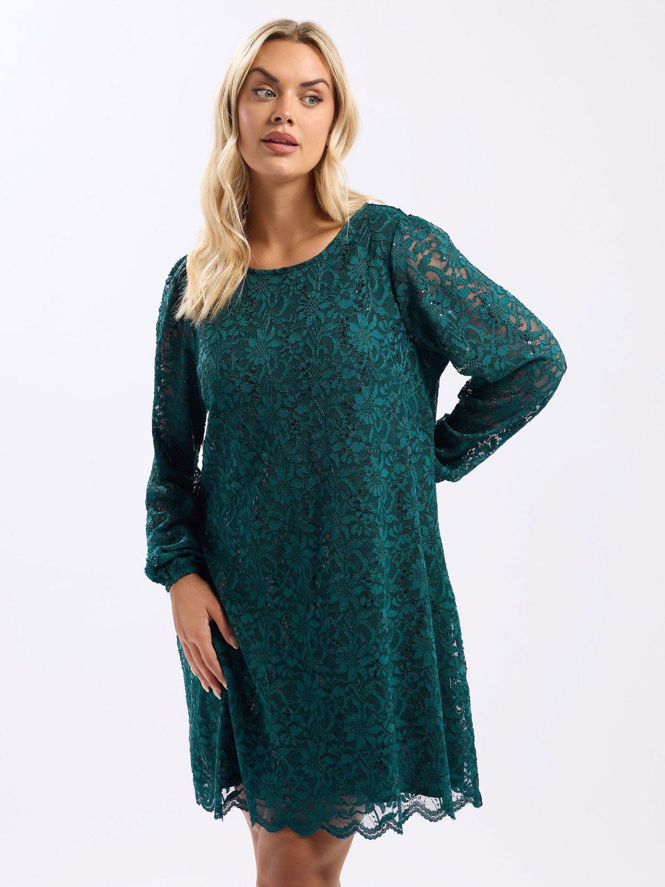 yours-curve-long-sleeve-lace-dress-blue