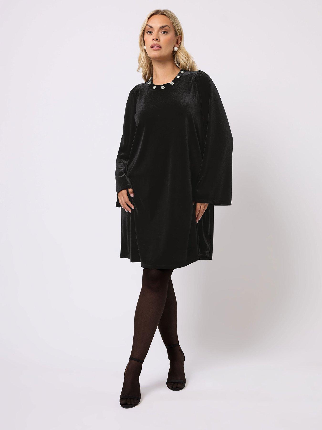 yours-curve-velour-shift-dress-blackback