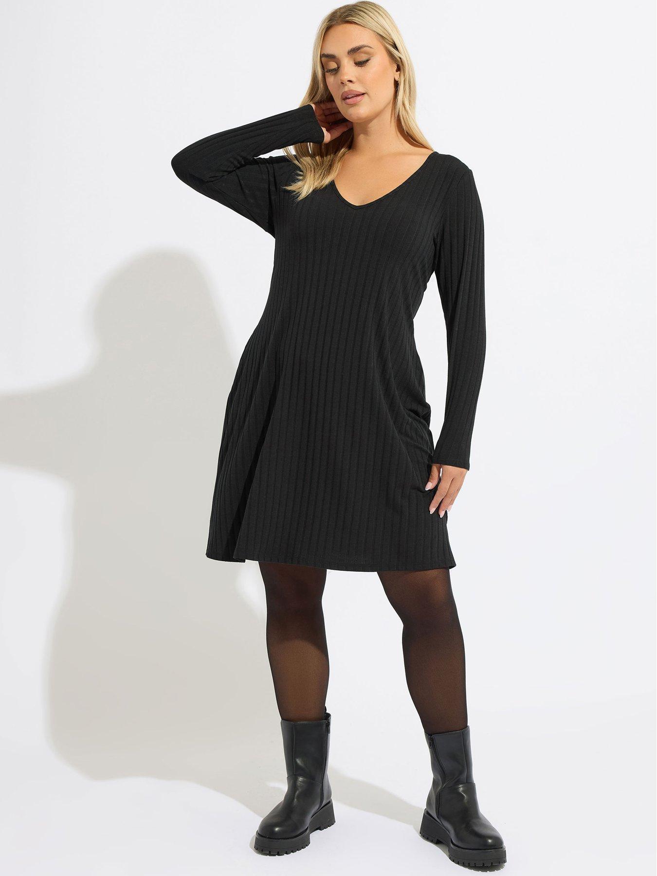 Yours Curve Short Flare Dress - Black