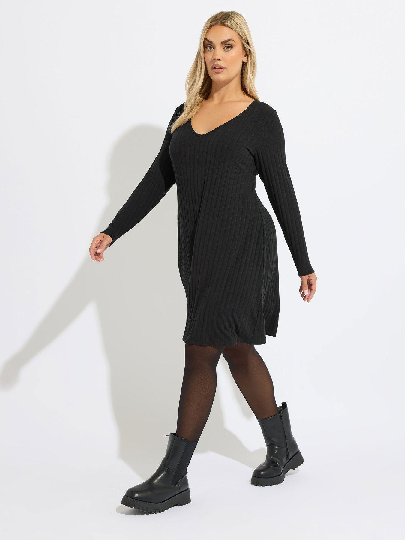 yours-curve-short-flare-dress-blackback