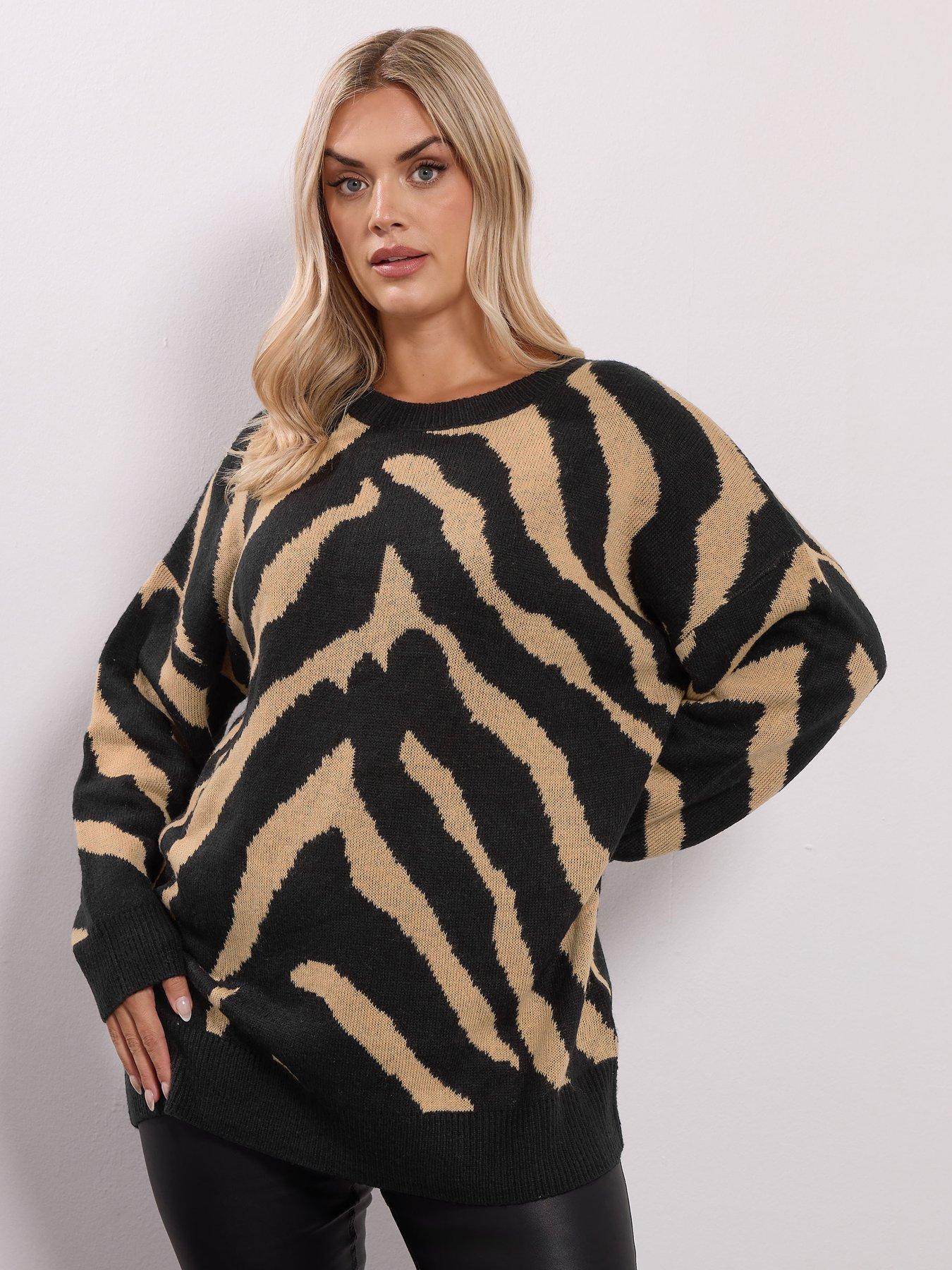 Yours Curve Zebra Jumper - Black